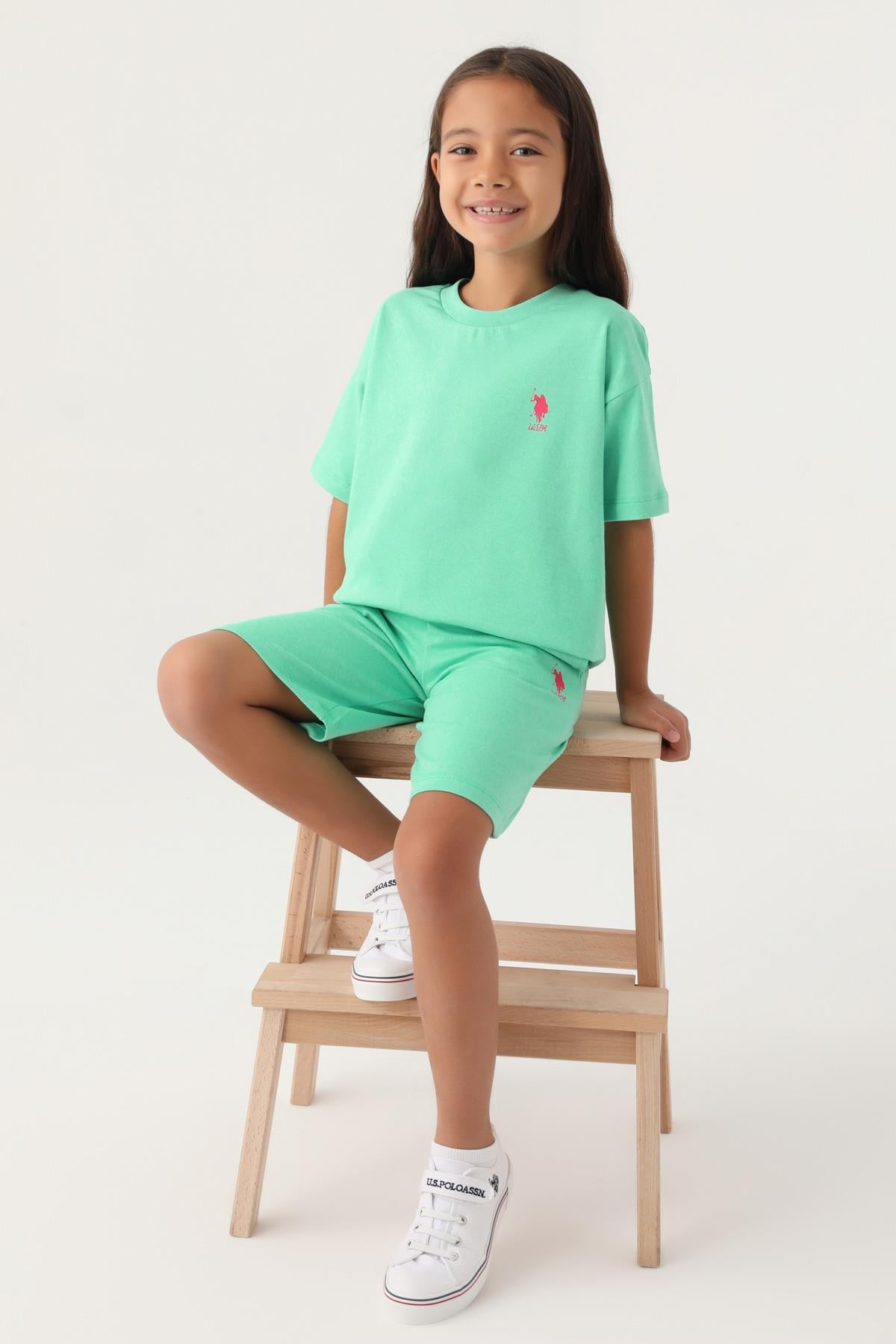 U.S. Polo Assn. Kız Çocuk Şortlu Takım - Yeşil