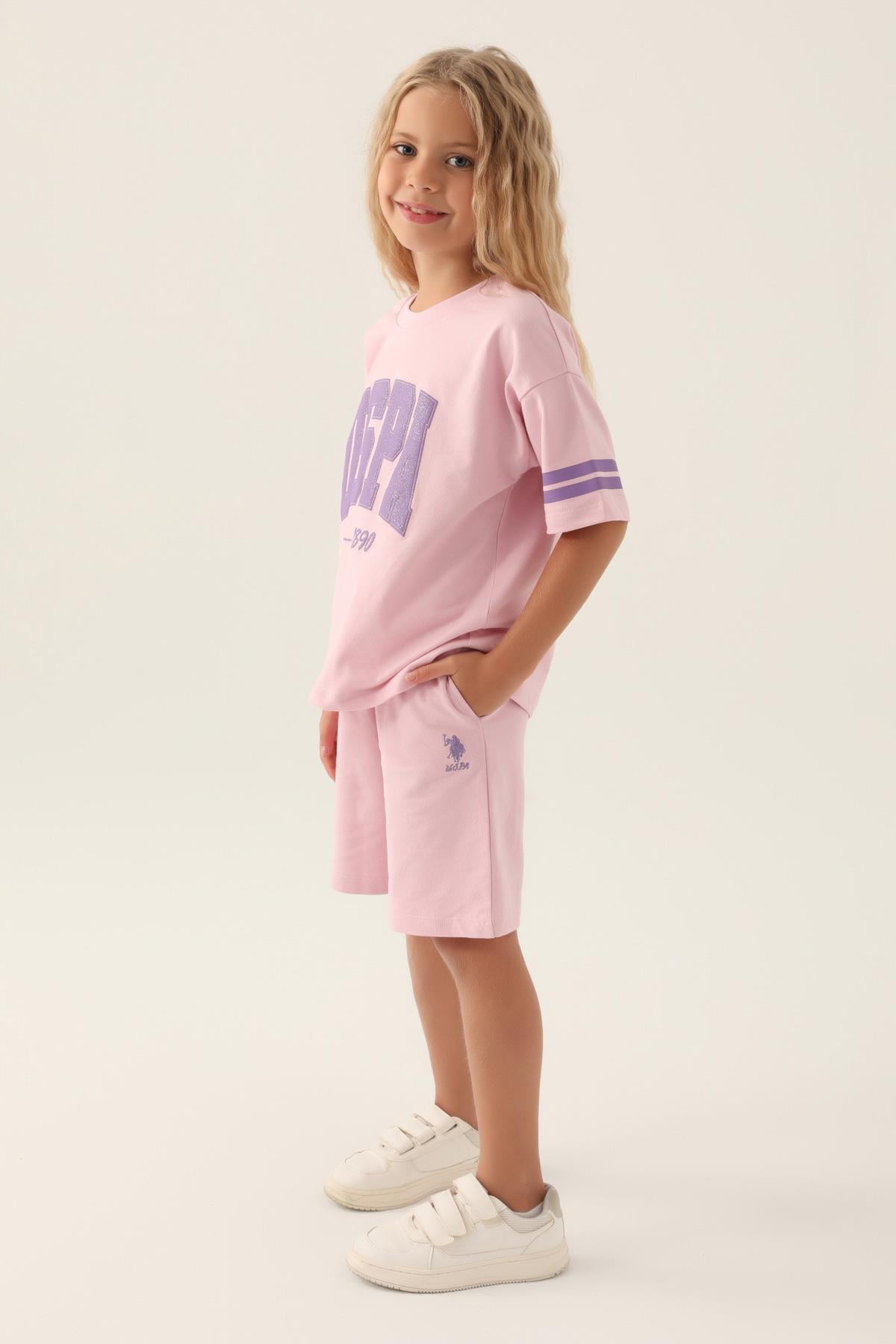 U.S. Polo Assn. Kız Çocuk Şortlu Takım - Pembe