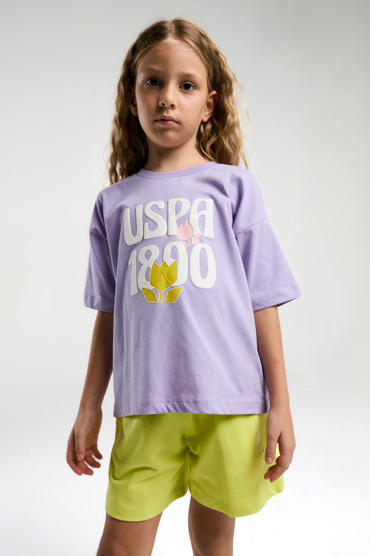 U.S. Polo Assn. Kız Çocuk Şortlu Takım - Mor