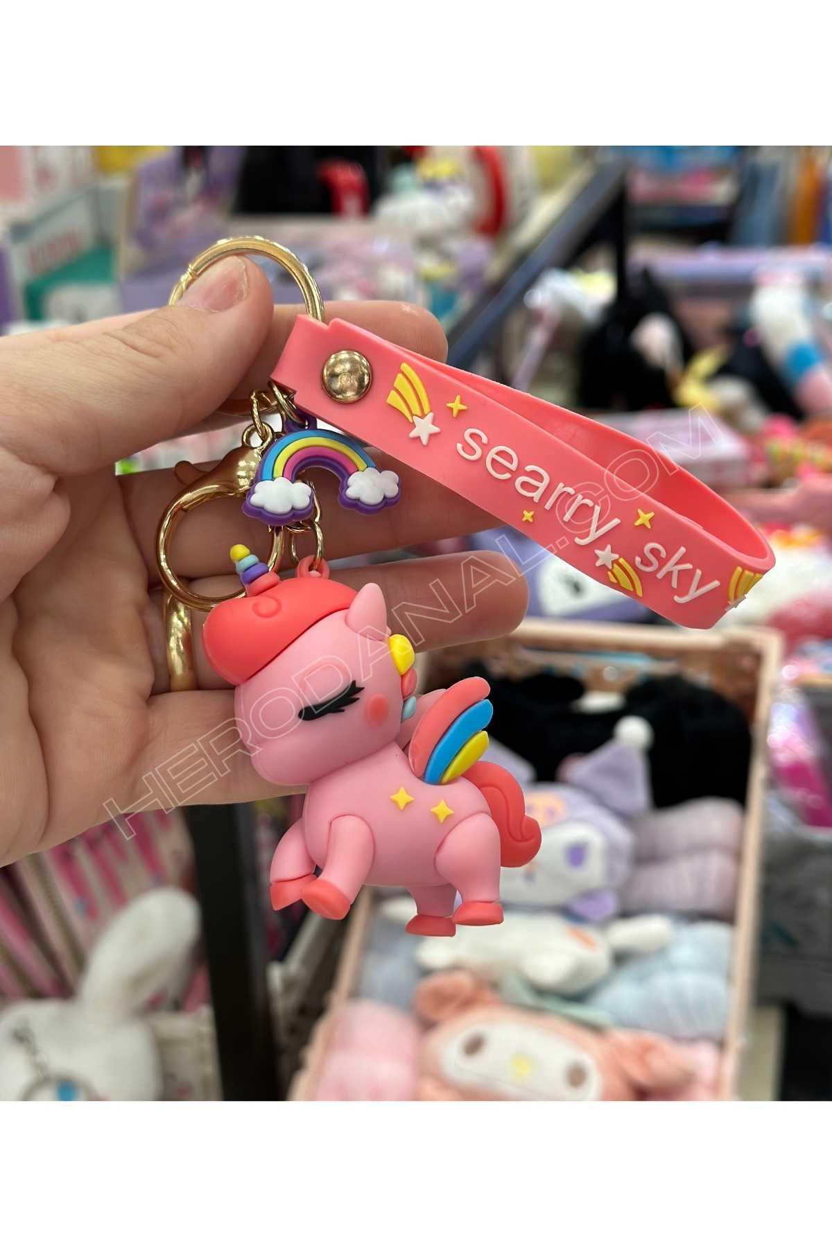 Unicorn İri Boy Silkon Anahtarlık - Pembe