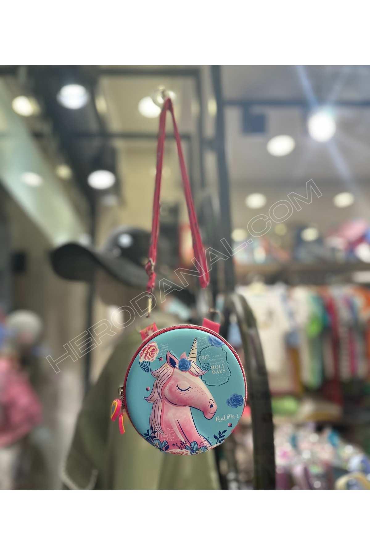 Unicorn Yuvarlak Eva Çanta - Mavi