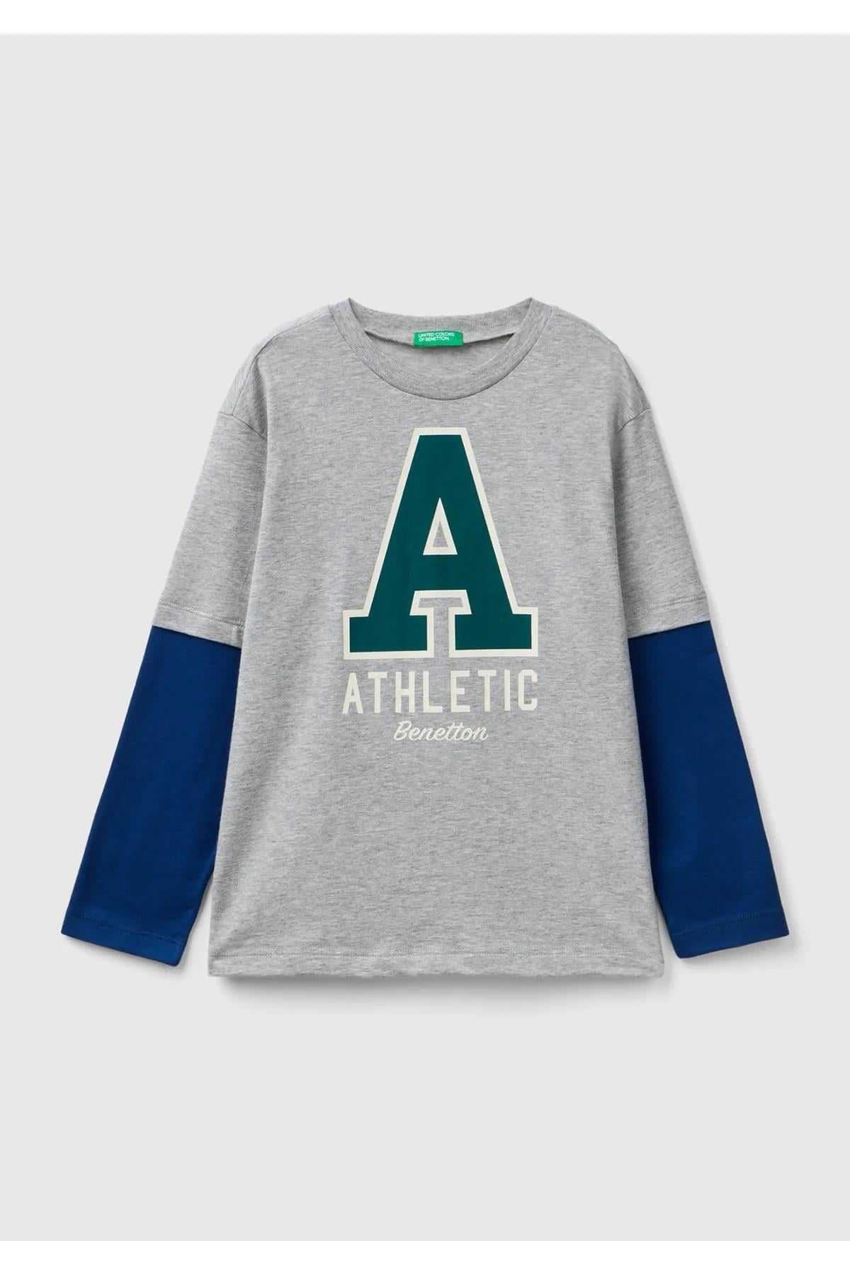 United Colors of Benetton Erkek Çocuk Bisiklet Yaka Kısa ve Uzun Kol Birleşik T-Shirt