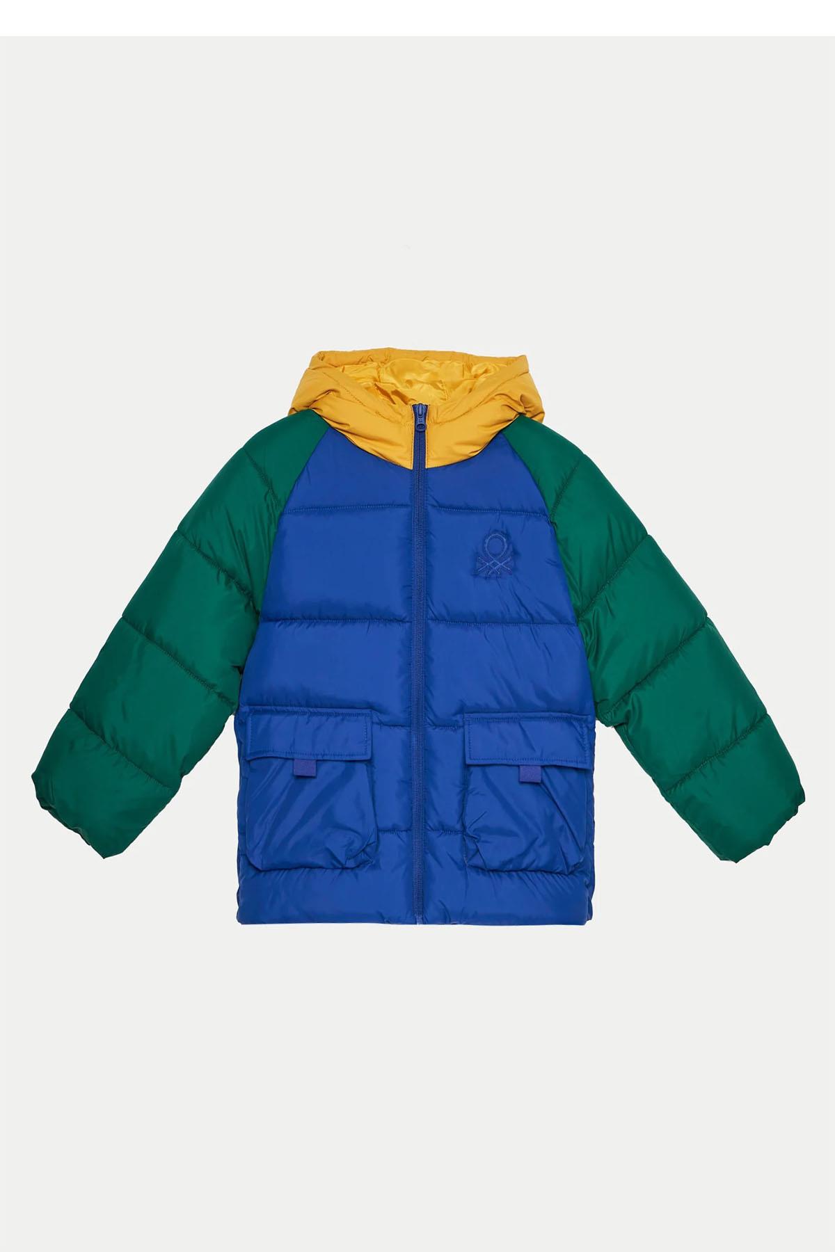 United Colors of Benetton Erkek Çocuk Logo İşlemeli Uzun Pufa Mont