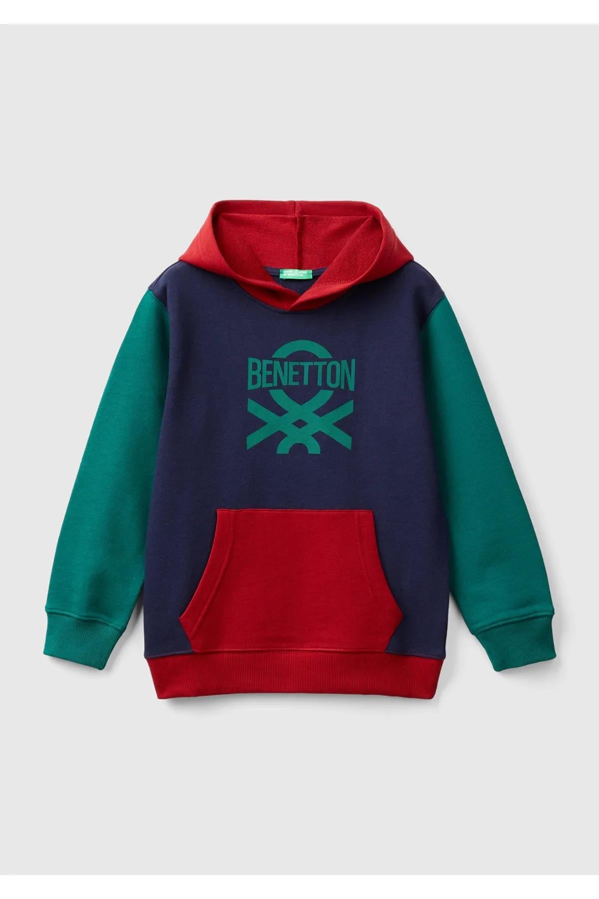 United Colors of Benetton Erkek Çocuk Baskılı Ribanalı Kapüşonlu