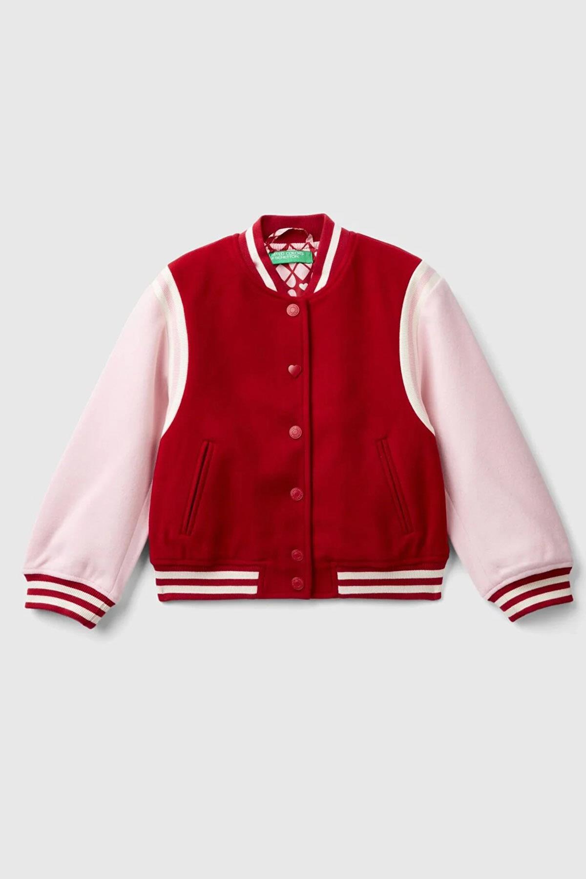 United Colors of Benetton Kız Çocuk Renkli Bomber Ceket