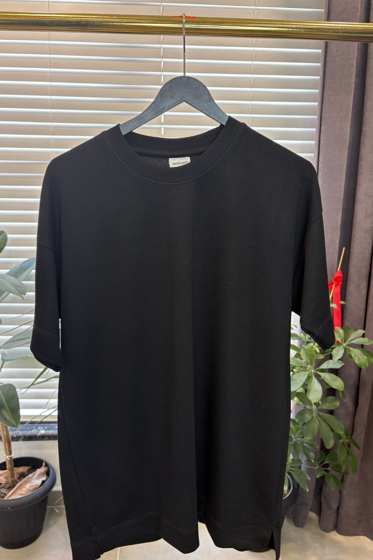 Yetişkin Erkek Düz Oversize Tshirt - Siyah