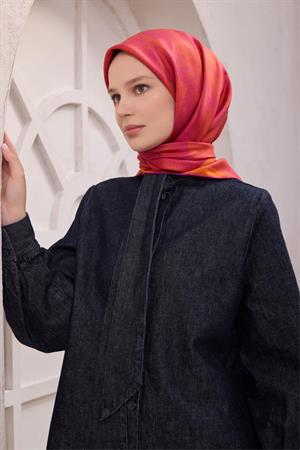 Belli Geometrik Desen İpek Eşarp (Twill) - Mor - 36