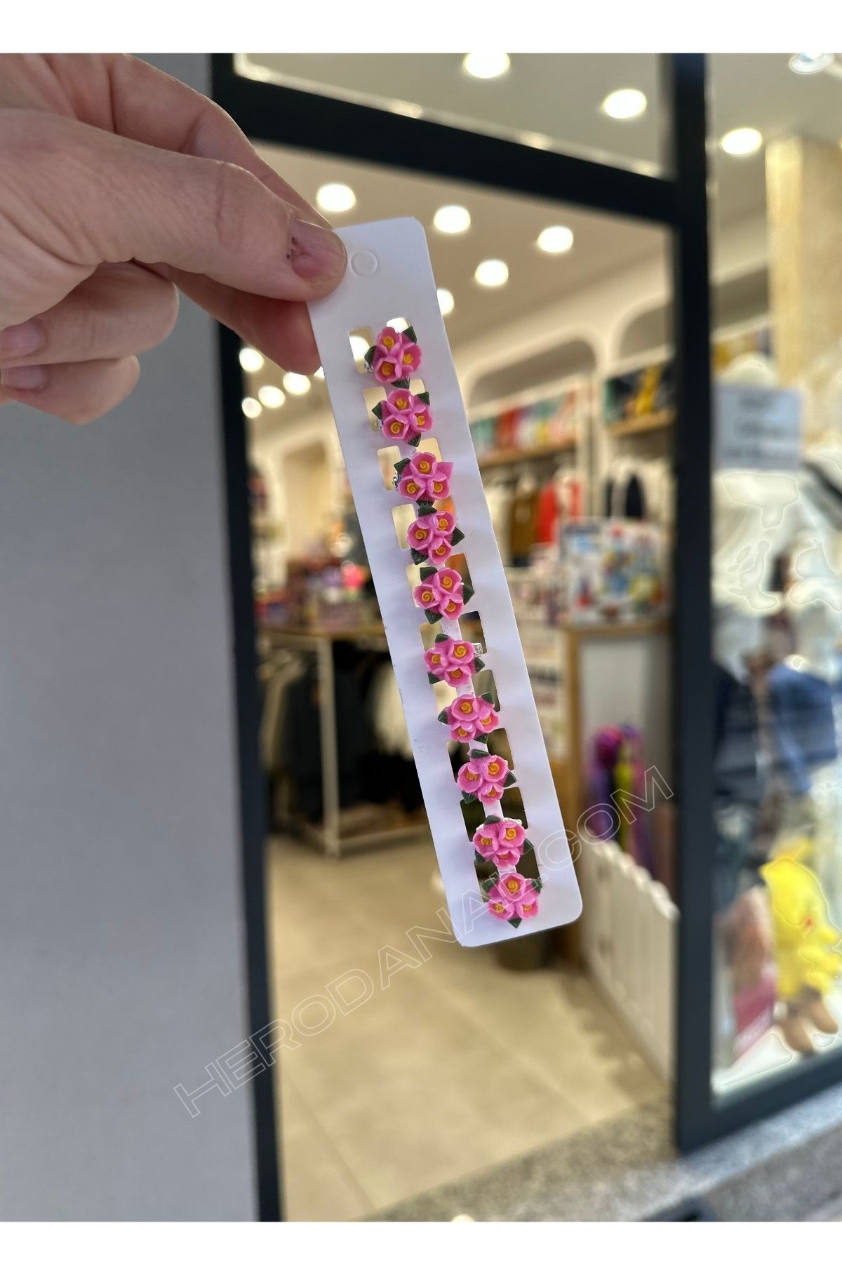 3'lü Buket Çiçek Trend Saç Küpesi 10'lu - Koyu Pembe