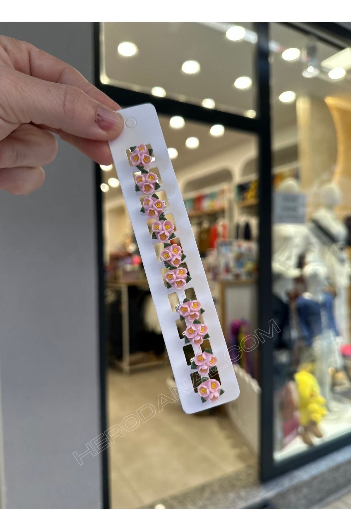 3'lü Buket Çiçek Trend Saç Küpesi 10'lu - Açık Pembe