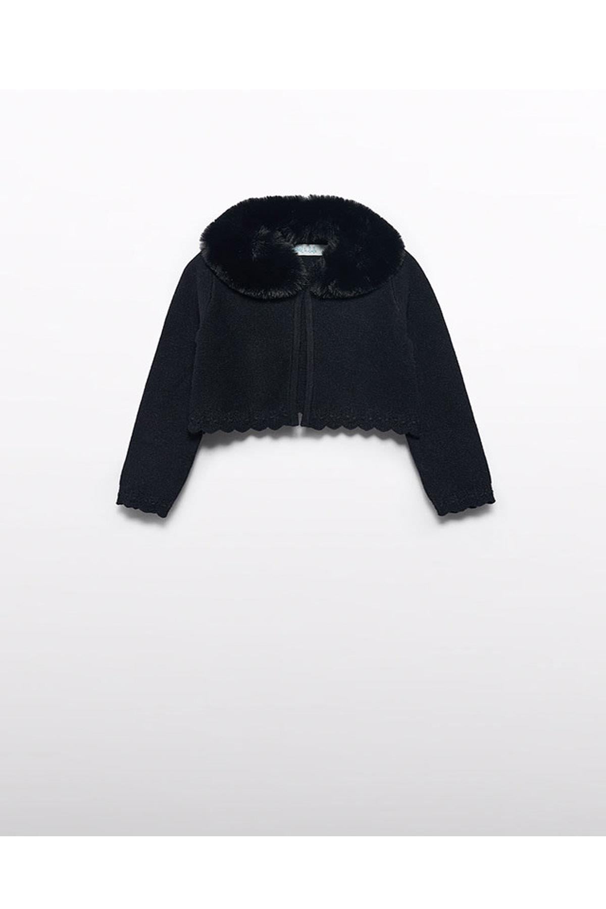 Abel & Luna Kışlık Kız Çocuk Örme Hırka - Siyah