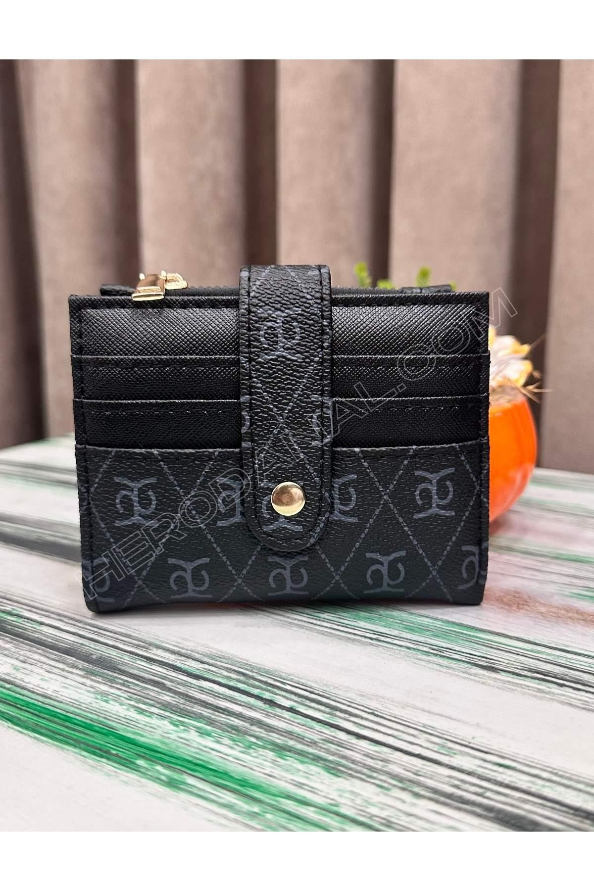 Bayan Cüzdan Gri Yazılı - Siyah