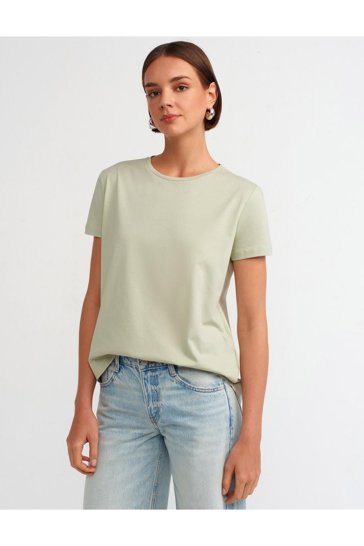 Bisiklet Yaka Basic T-Shirt - Mint