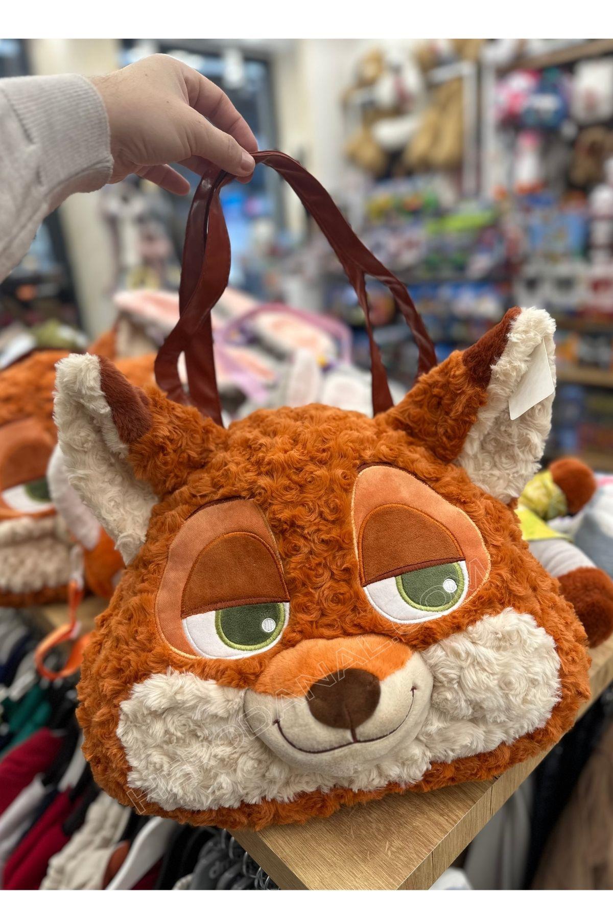 Büyük Boy Yumuşak Dokulu El Çantalısı - 40cm Sevimli Tilki
