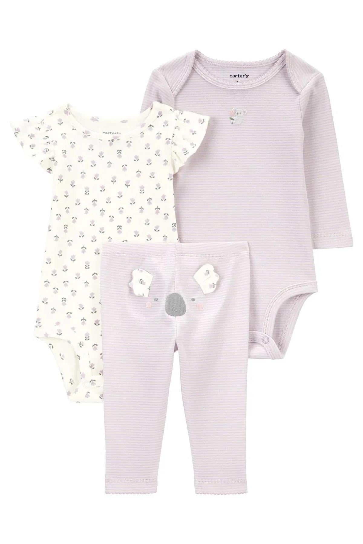 Carter's Kız Bebek Body Pantolon Set 3'lü Takım