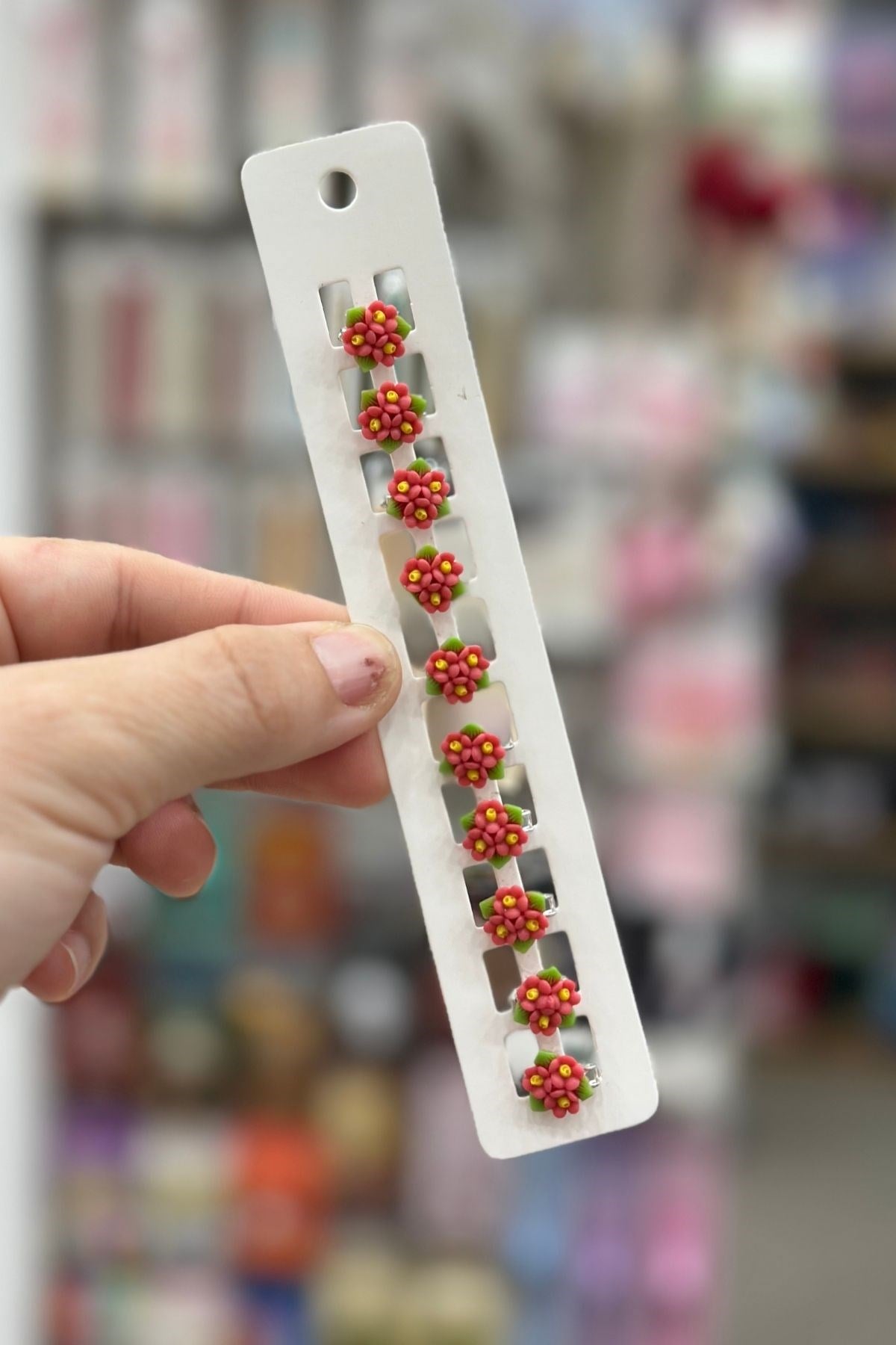 Çiçek Buketi Model Trend Saç Küpesi 10'lu - Nar Çiçeği