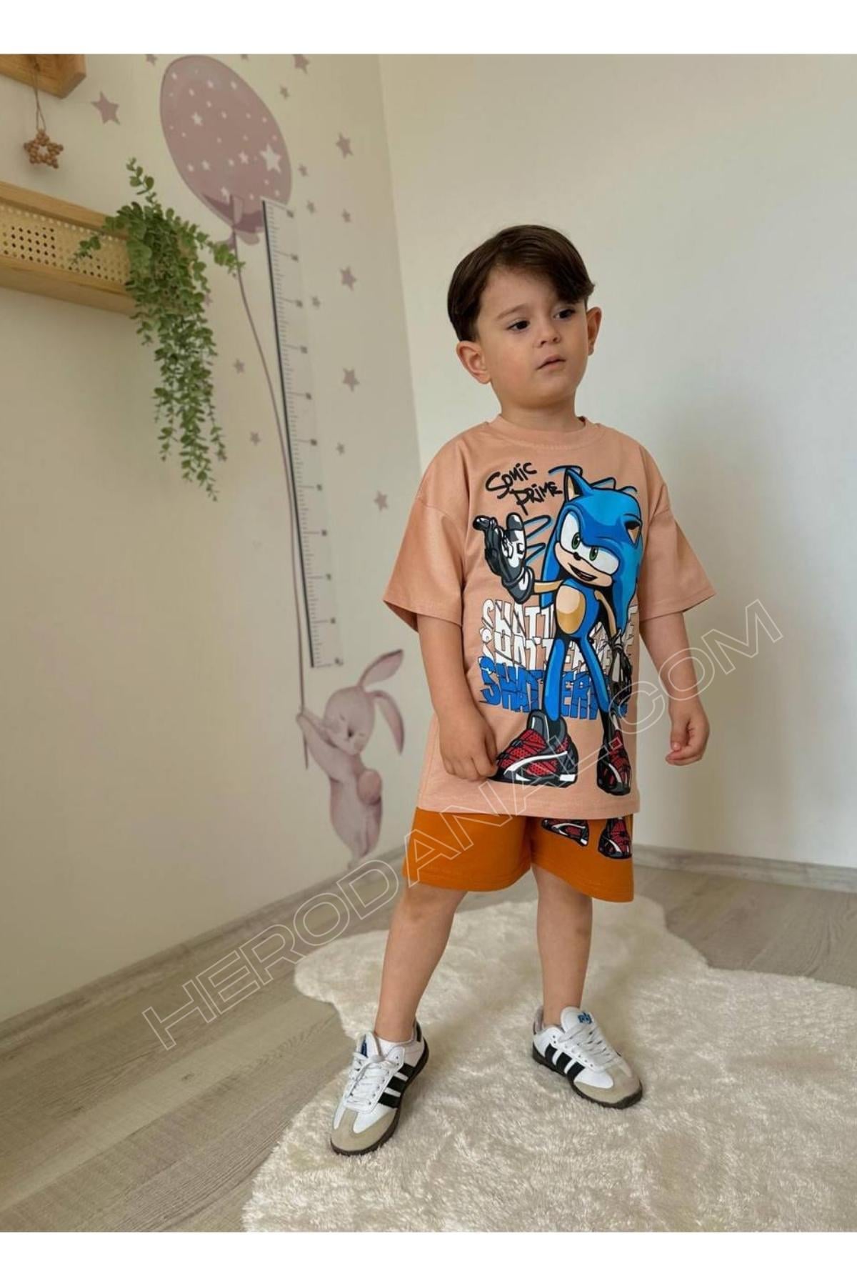 Çocuk Baskılı Şort & T-shırt 2'li Takım - Model 23