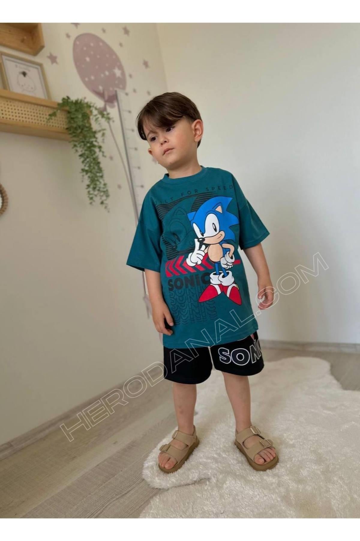 Çocuk Baskılı Şort & T-shırt 2'li Takım - Model 12