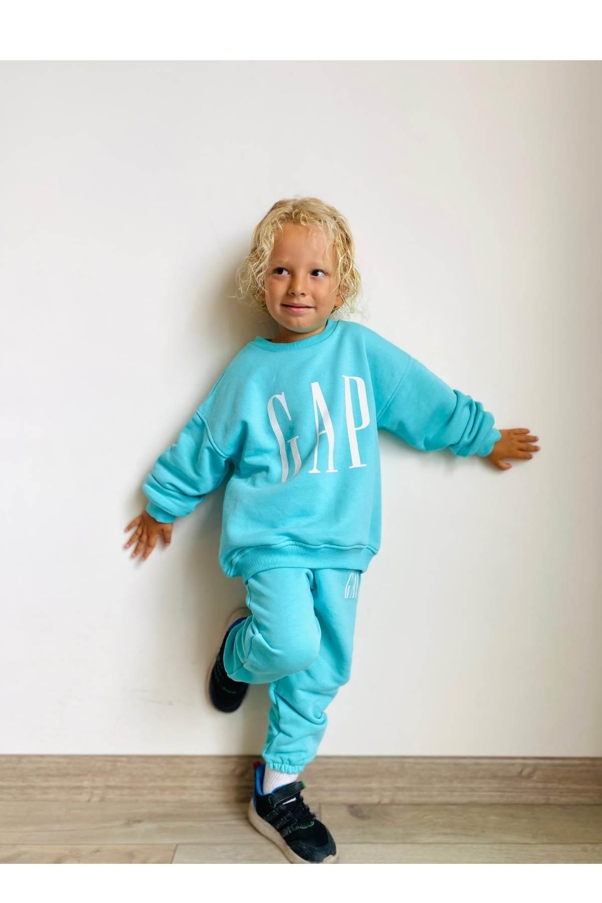 Çocuk Owersize Unisex 2'li Takım - Su Yeşili