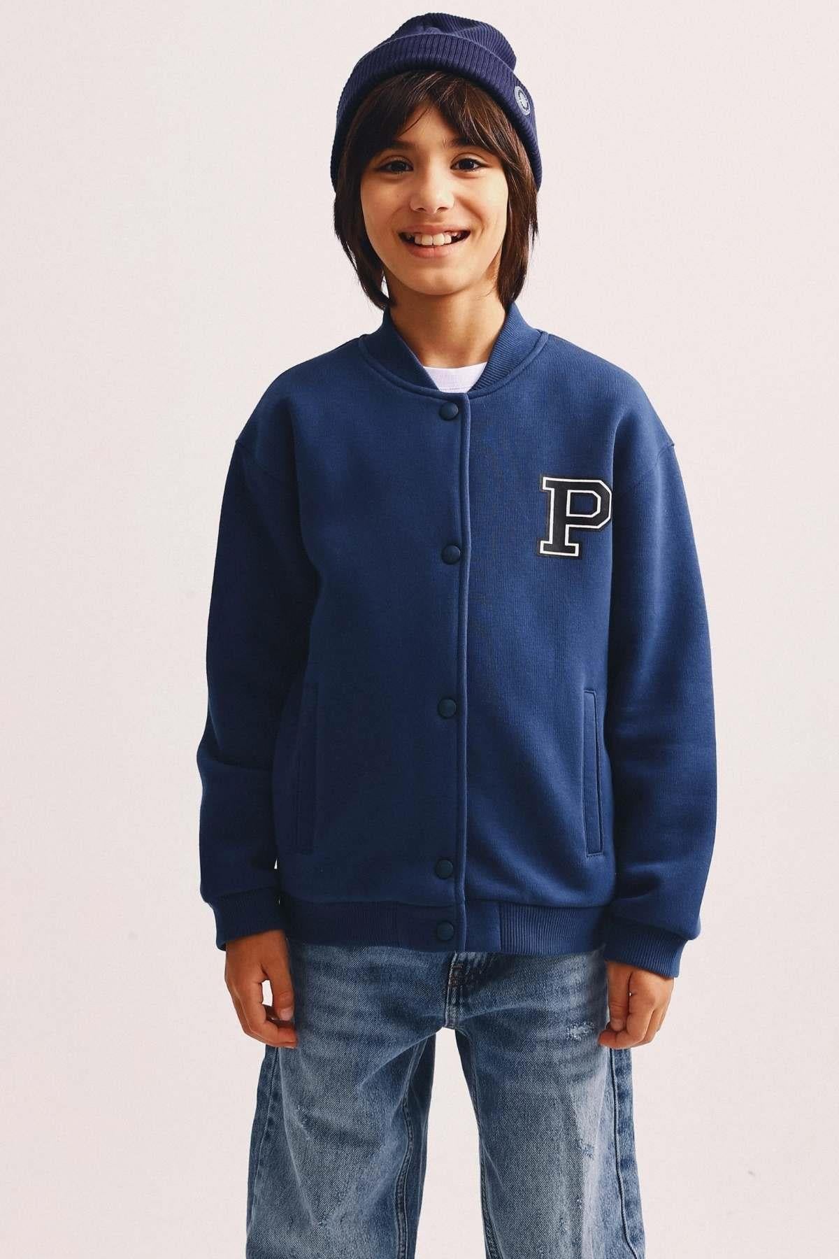 Çocuk Şardonlu Bomber Ceket-Denim