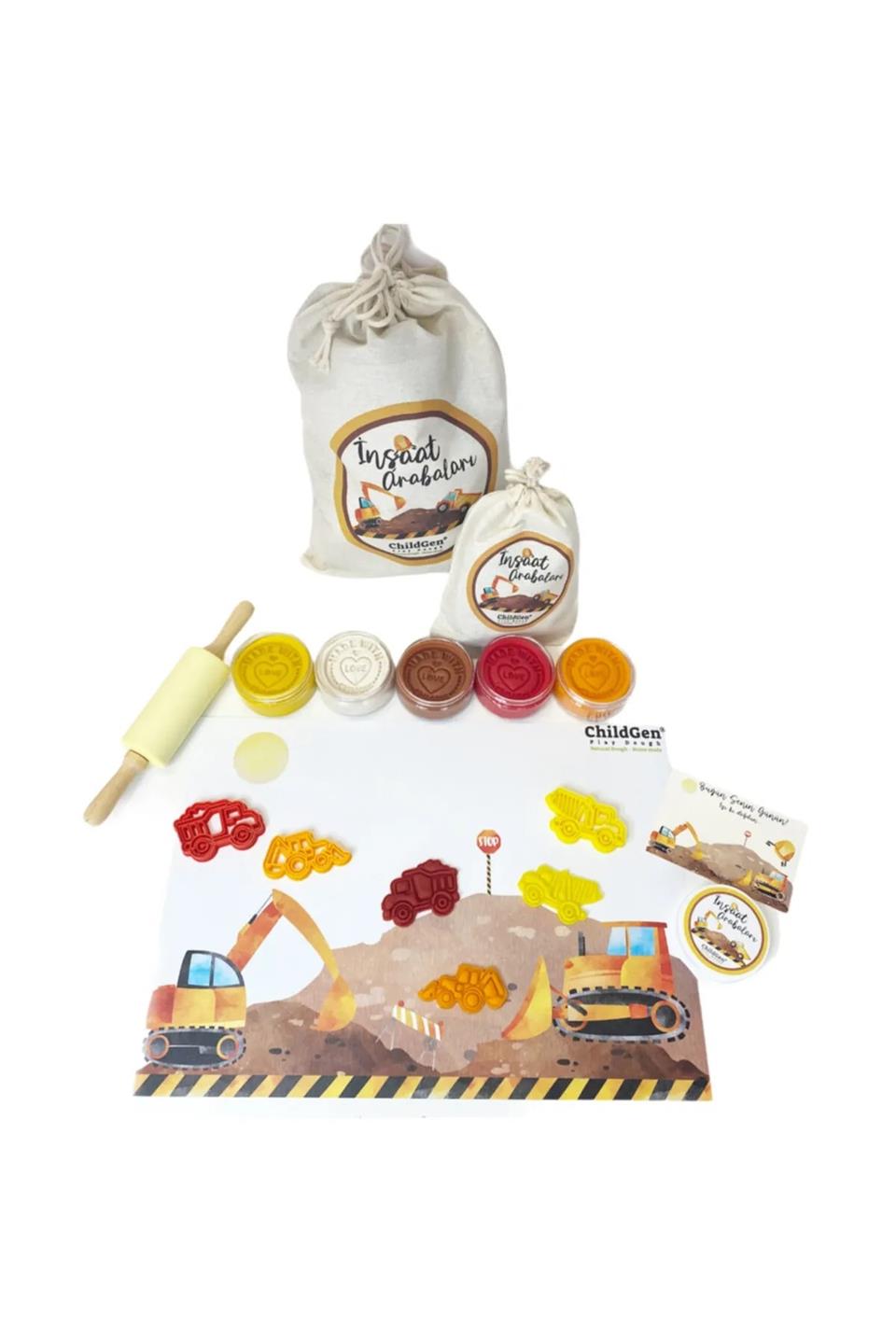 Doğal Oyun Hamurları Konsept Set - İnşaat Arabaları