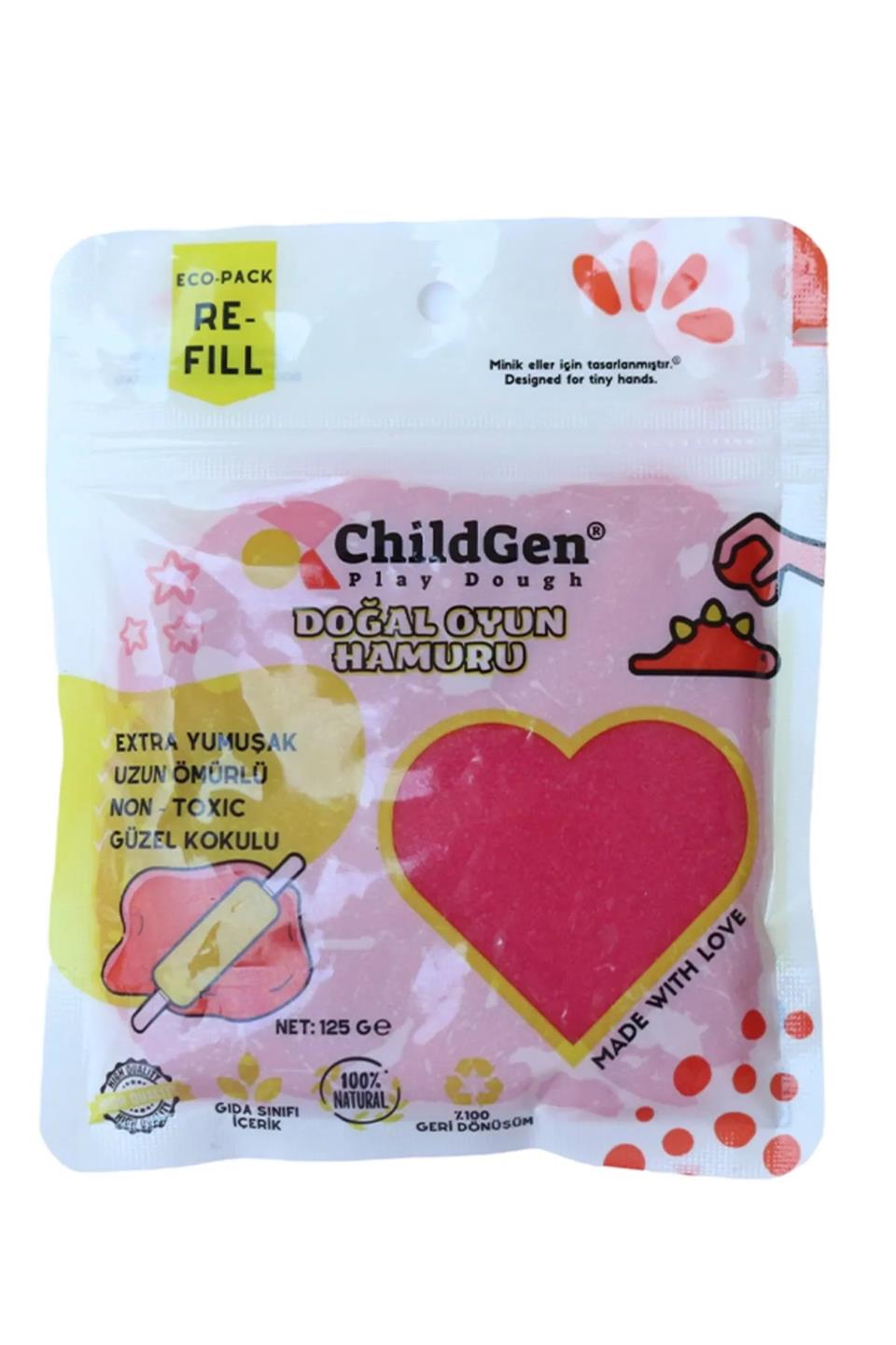 Doğal Oyun Hamuru 125 Gr Vakumlu Kartuş Paket - Pembe