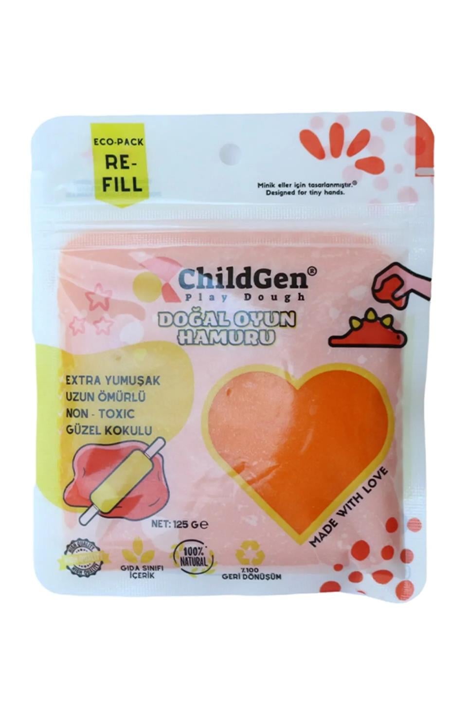 Doğal Oyun Hamuru 125 Gr Vakumlu Kartuş Paket - Turuncu