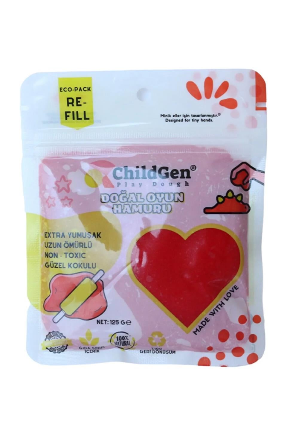 Doğal Oyun Hamuru 125 Gr Vakumlu Kartuş Paket - Kırmızı