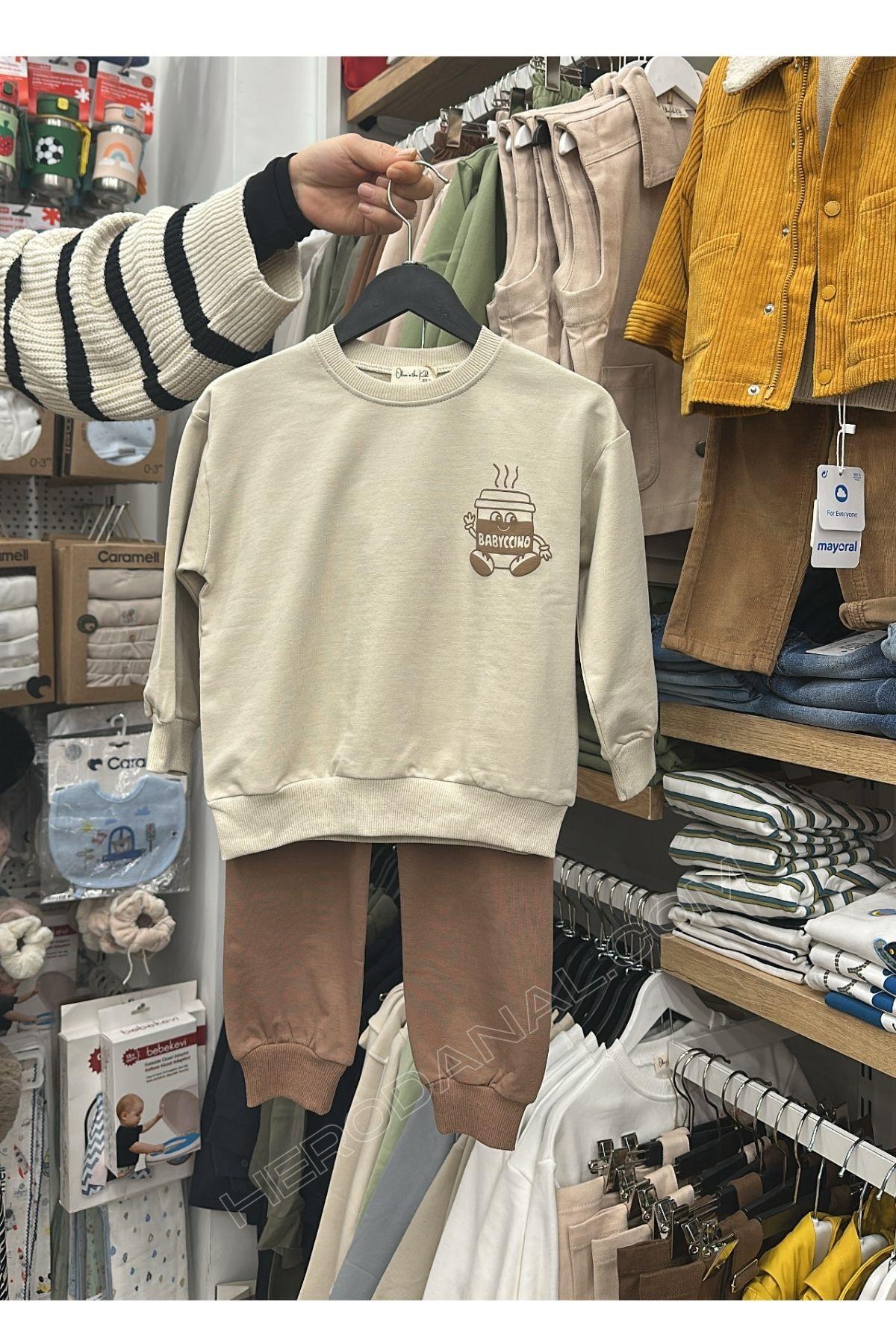 Erkek Çocuk Babyc Chino Baskılı 2'li Takım - Kahve