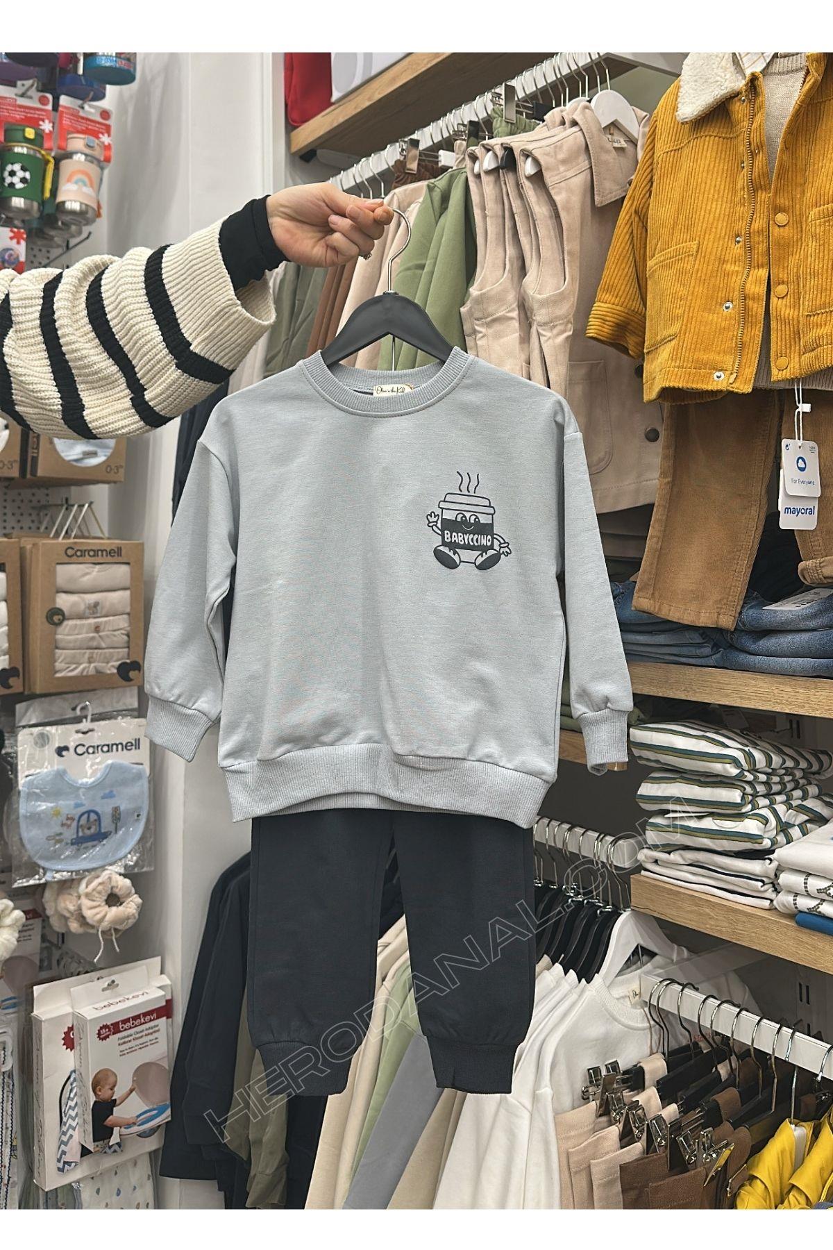 Erkek Çocuk Babyc Chino Baskılı 2'li Takım - Antresit