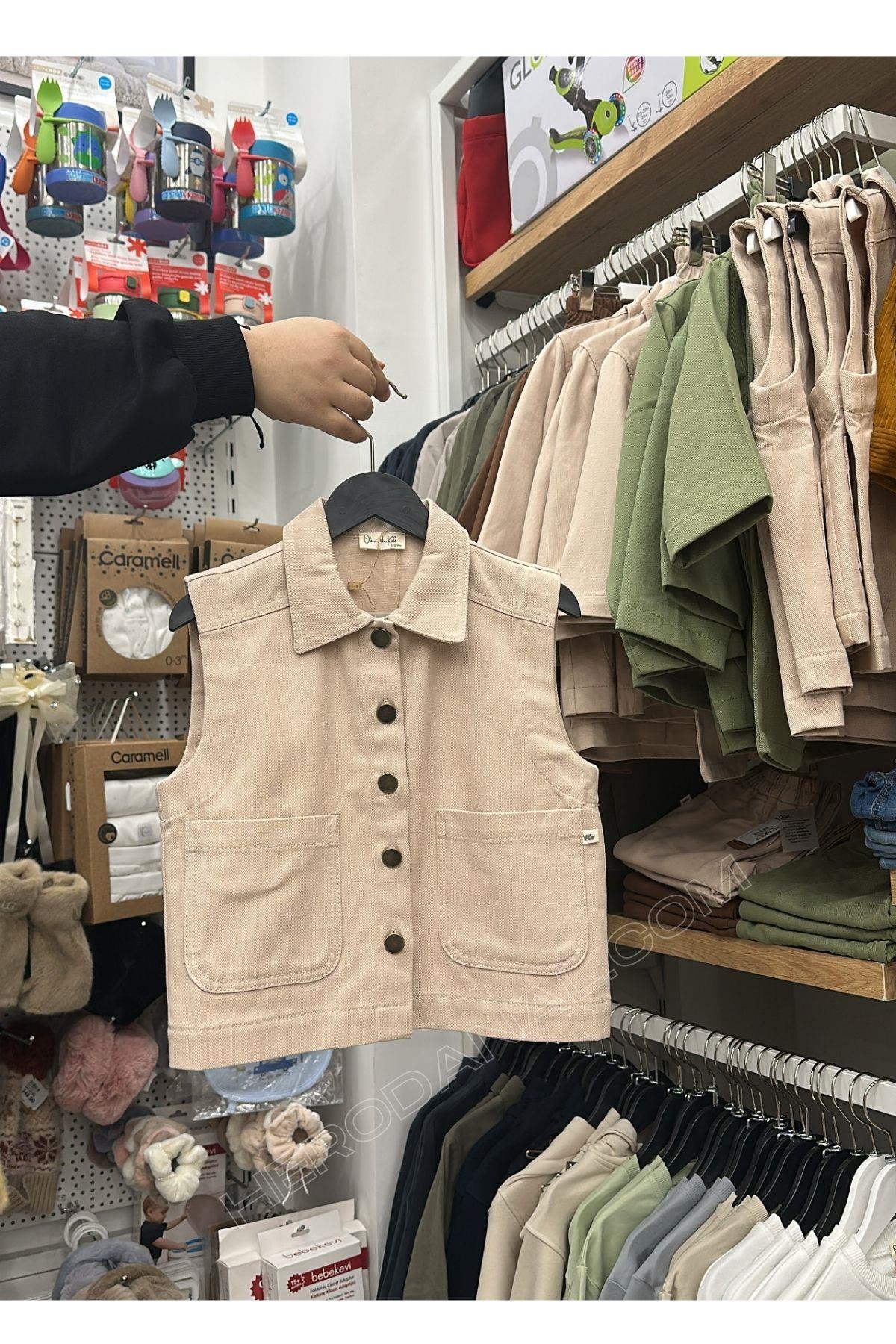 Erkek Çocuk Gabardin Yelek - Bej