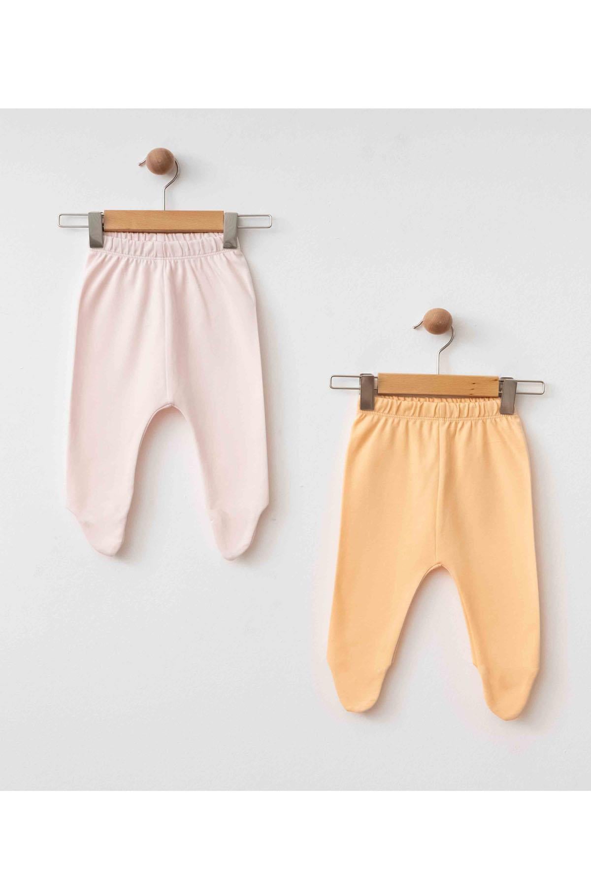 Eslenza Bebek 2'li Bady Ayaklı Pantolon - Pembe ve Somon
