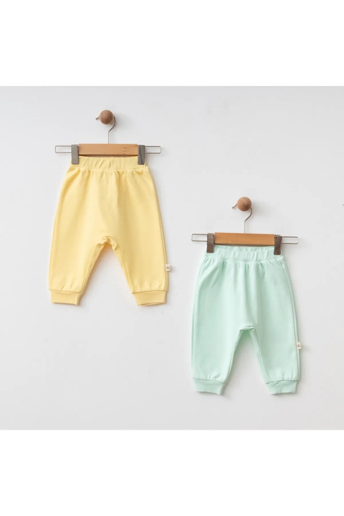 Eslenza Bebek 2'li Bady Pantolon - Sarı ve Mint Yeşili