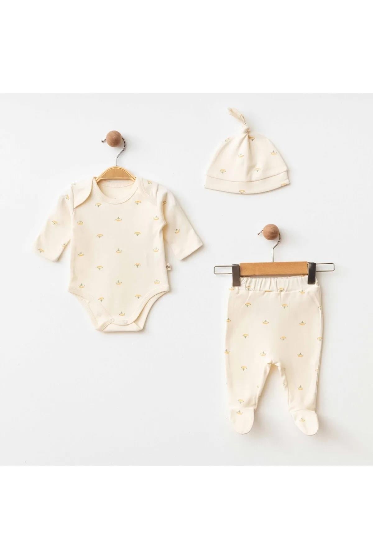 Eslenza Organik Unisex Bebek 3'lü Takım - Desenli