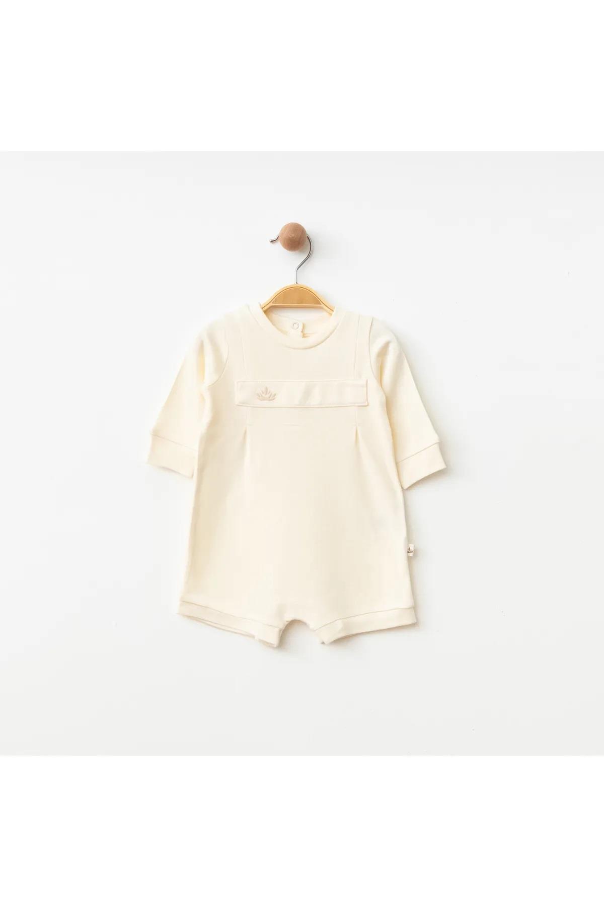 Eslenza Organik Unisex Bebek Barbatöz Tulum - Bej