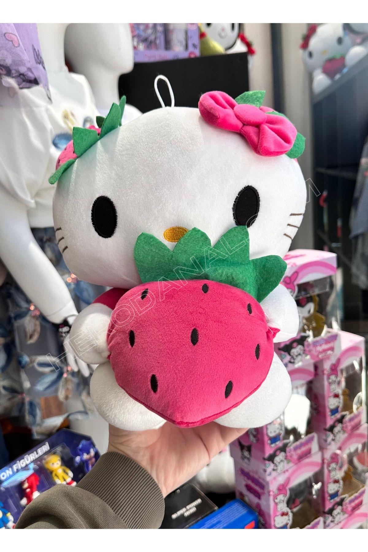 Helo Kitty Sevimli Çilekli Peluş Oyuncak - 26CM - Pembe