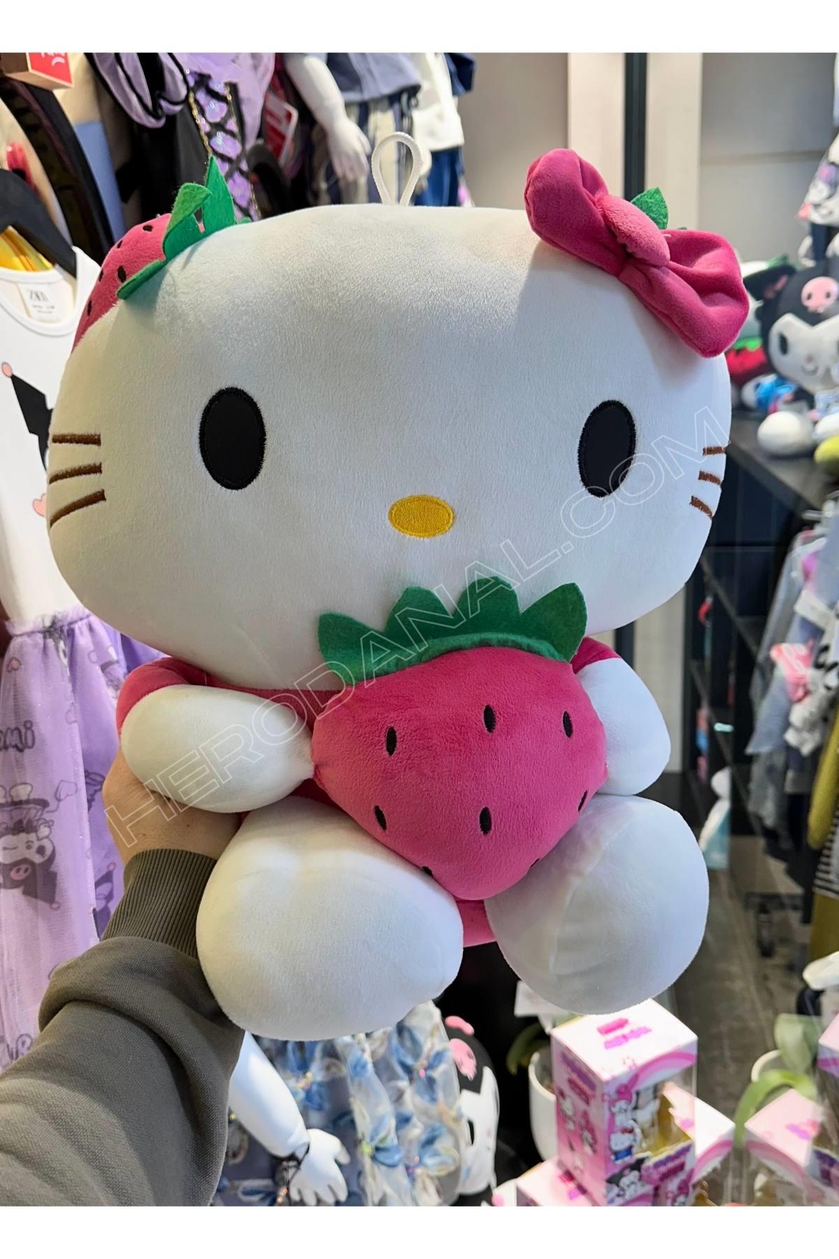 Helo Kitty Sevimli Çilekli Peluş Oyuncak - 39CM - Pembe