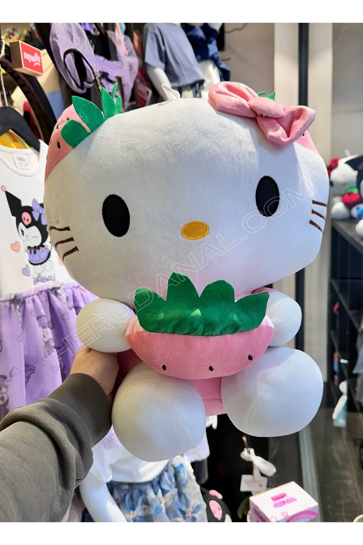 Helo Kitty Sevimli Çilekli Peluş Oyuncak - 39CM - Açık Pembe