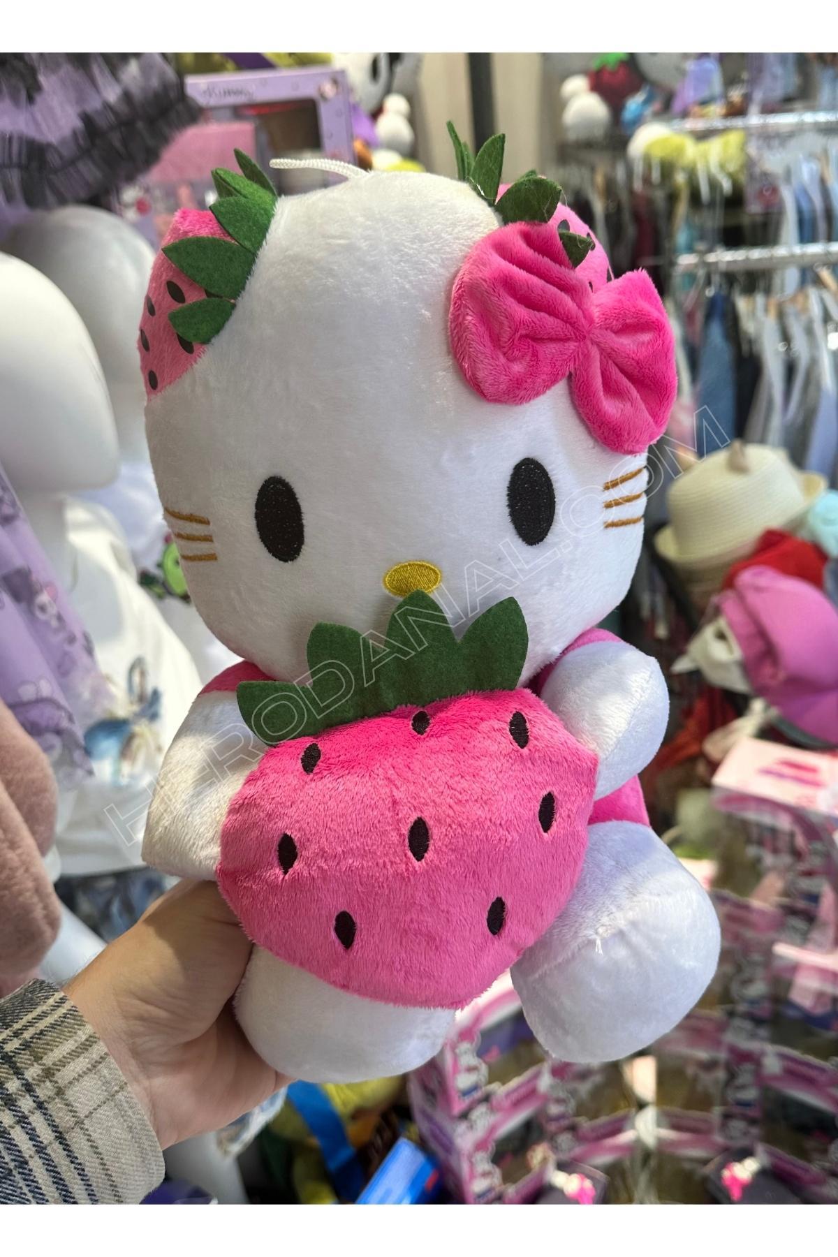 Helo Kitty Sevimli Çilekli Peluş Oyuncak - 29CM - Pembe