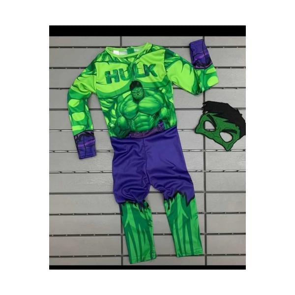 Hulk Yeşil Dev Kostümü Basklı Maskeli Çocuk Kostümü