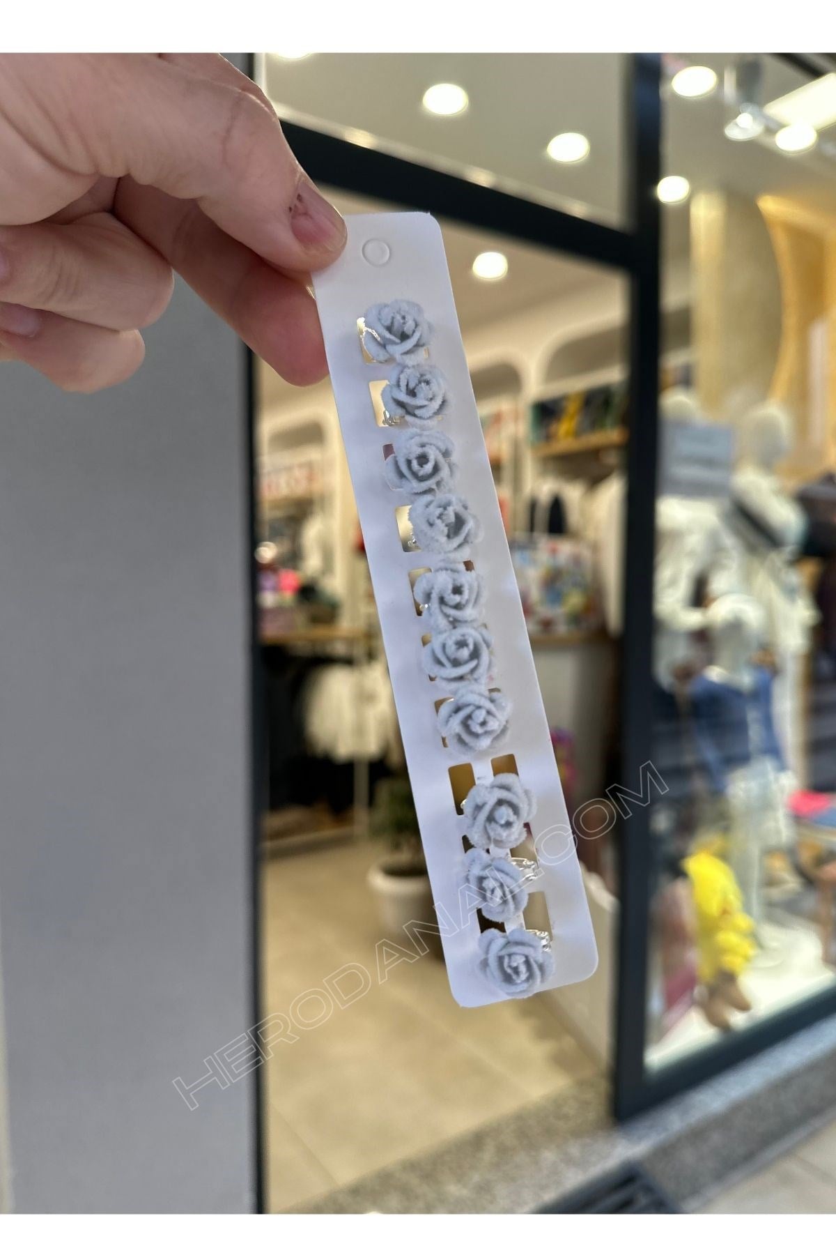 Kadife Gül Trend Saç Küpesi 10'lu - Gri