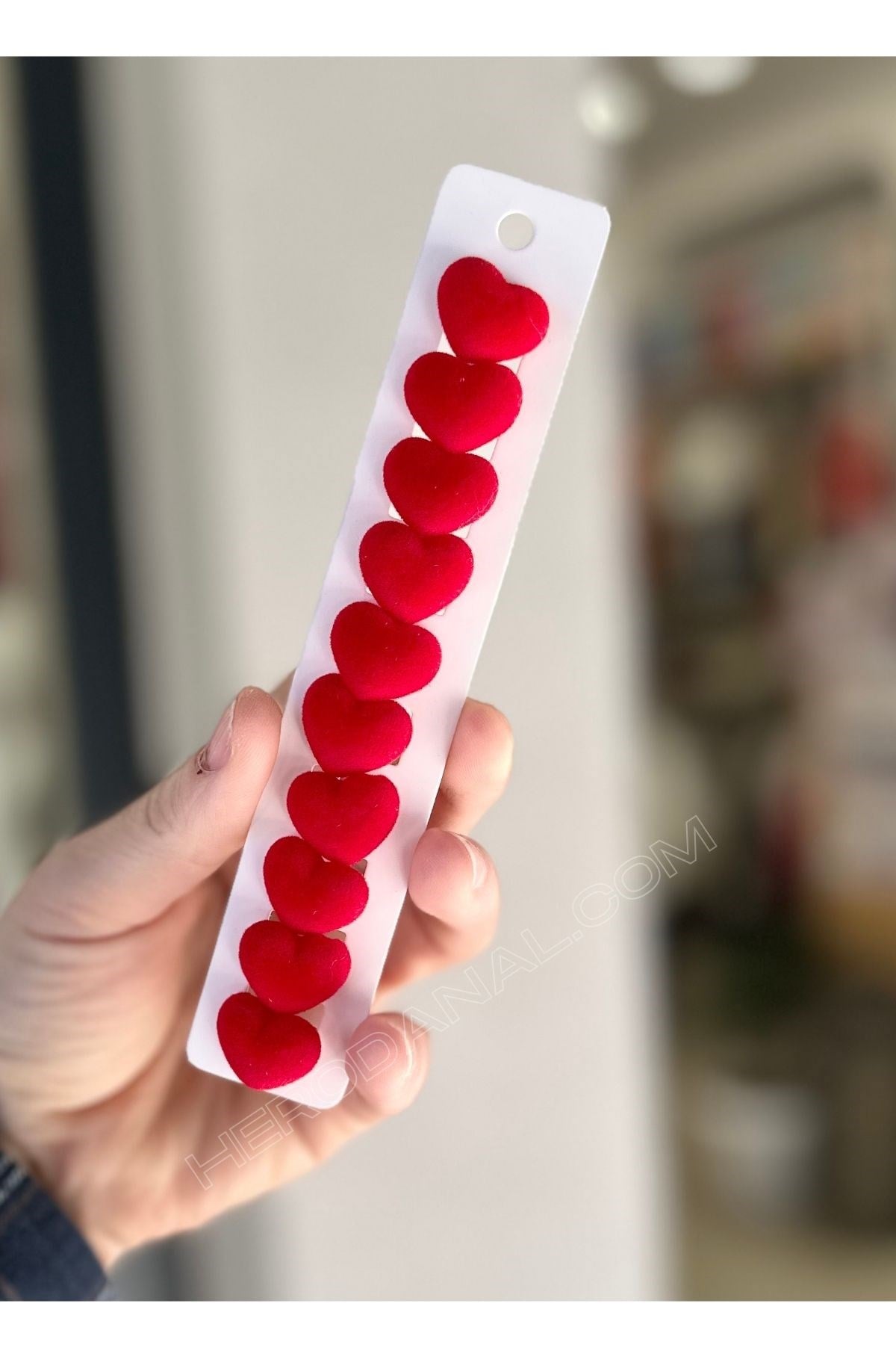 Kadife Kalpli Trend Saç Küpesi 10'lu - Kırmzı