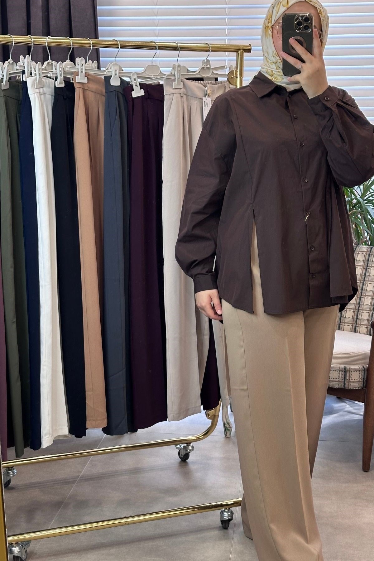 Kadın Premium Seri Beli Lastikli Bol Pallazzo Pantolon - Camel