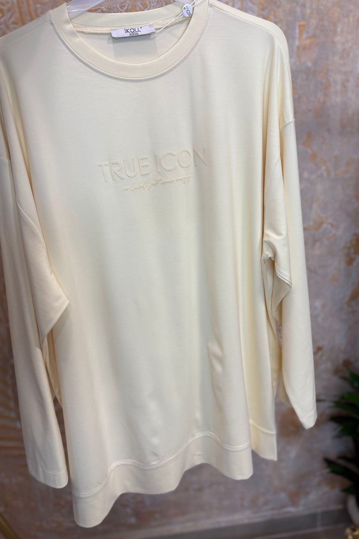 Kadın Tonoton Baskılı Basıc Sweat -Sarı