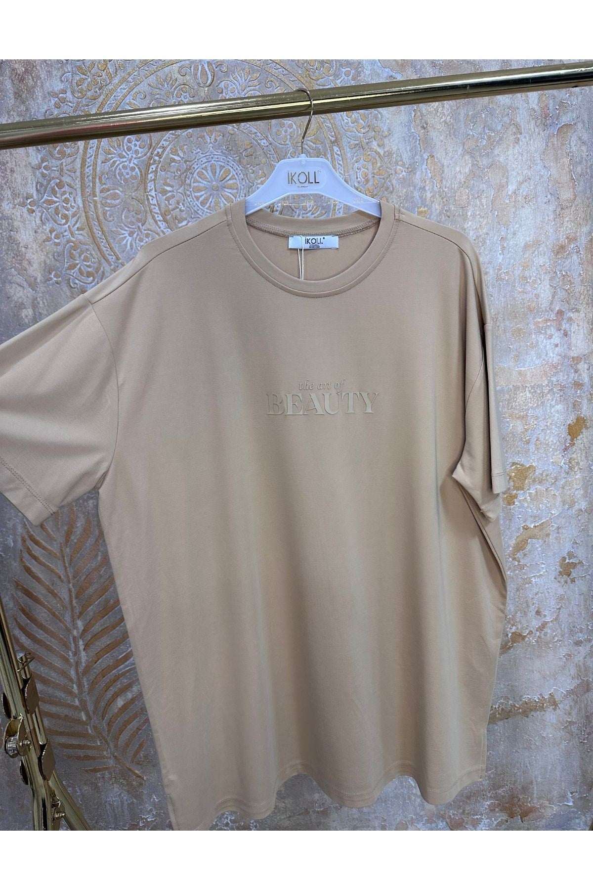 Kadın Tonoton Baskılı Basıc T-shirt -Toprak