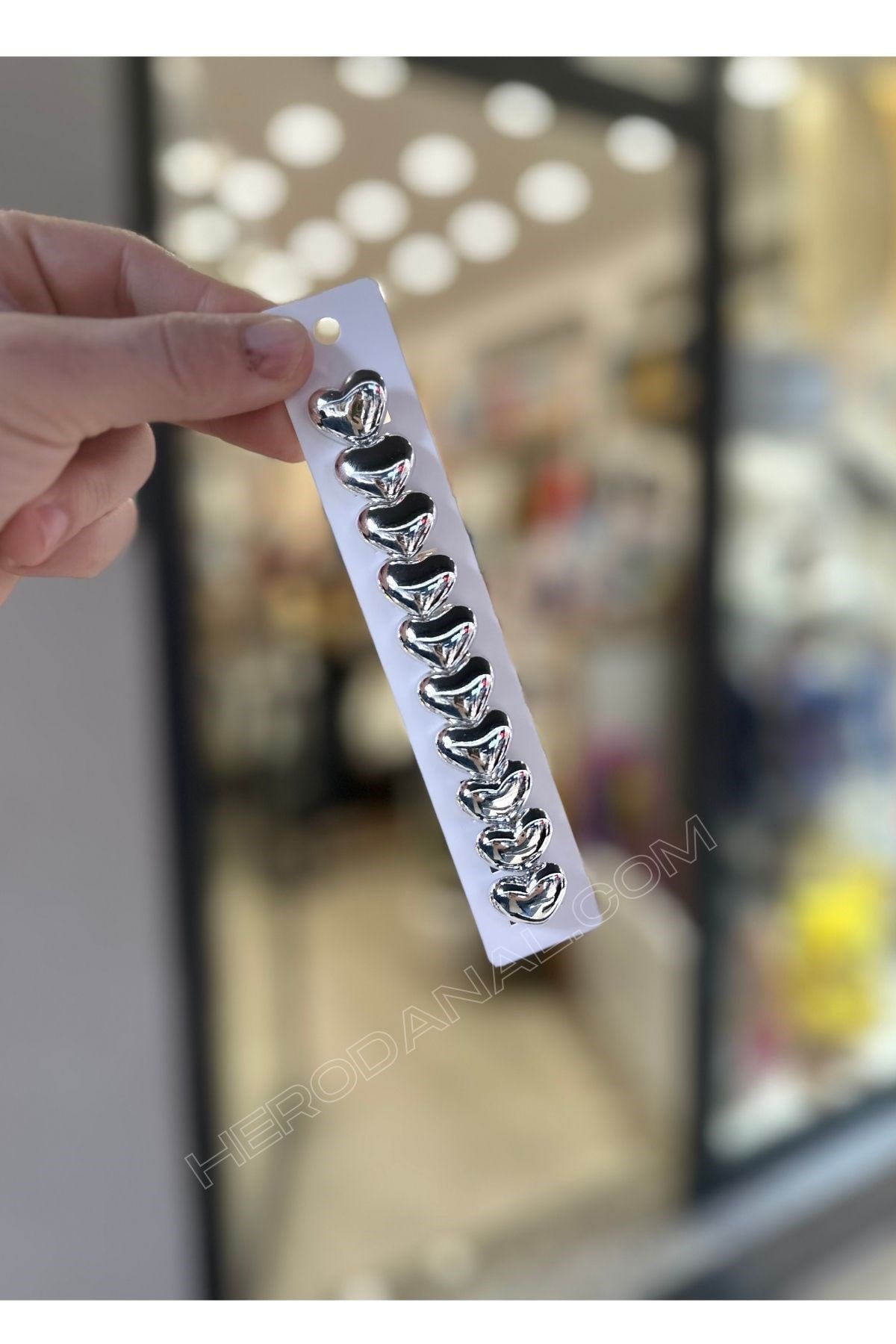 Kalp Trend Saç Küpesi 10'lu - Parlak Gümüş