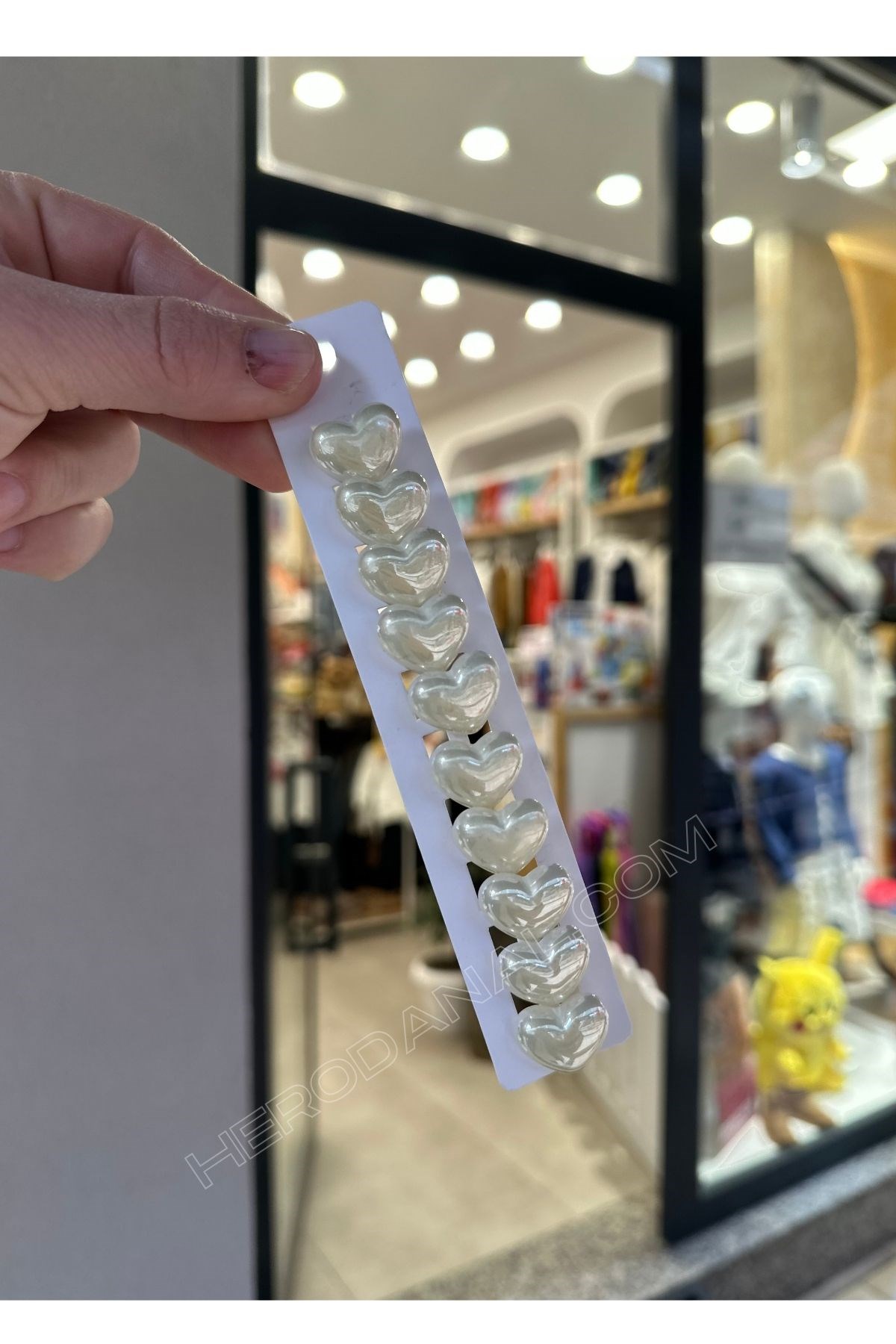 Kalp Trend Saç Küpesi 10'lu - Sedef Krem
