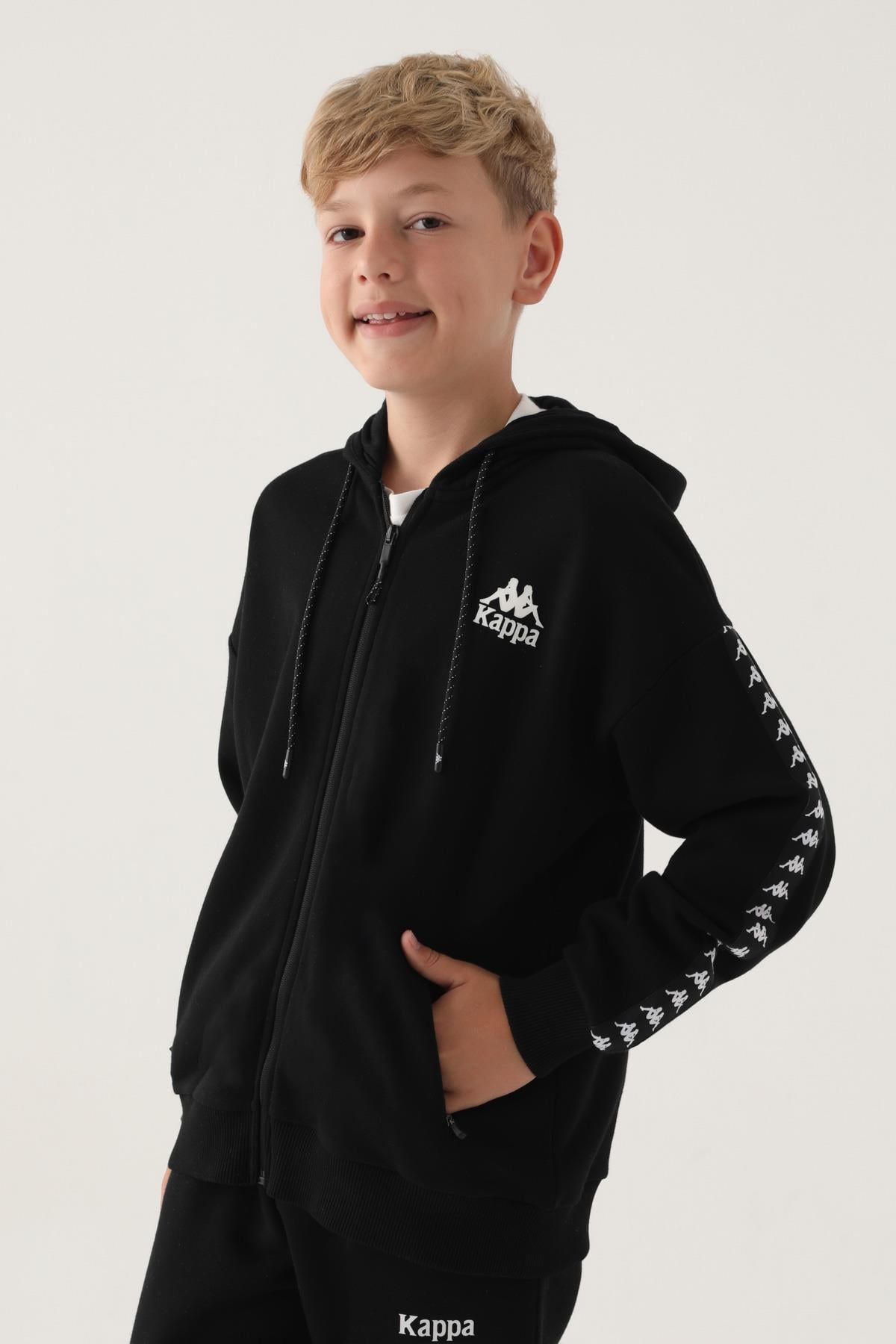 Kappa Erkek Kapşonlu Fermaurları Sweatshirt - Siyah