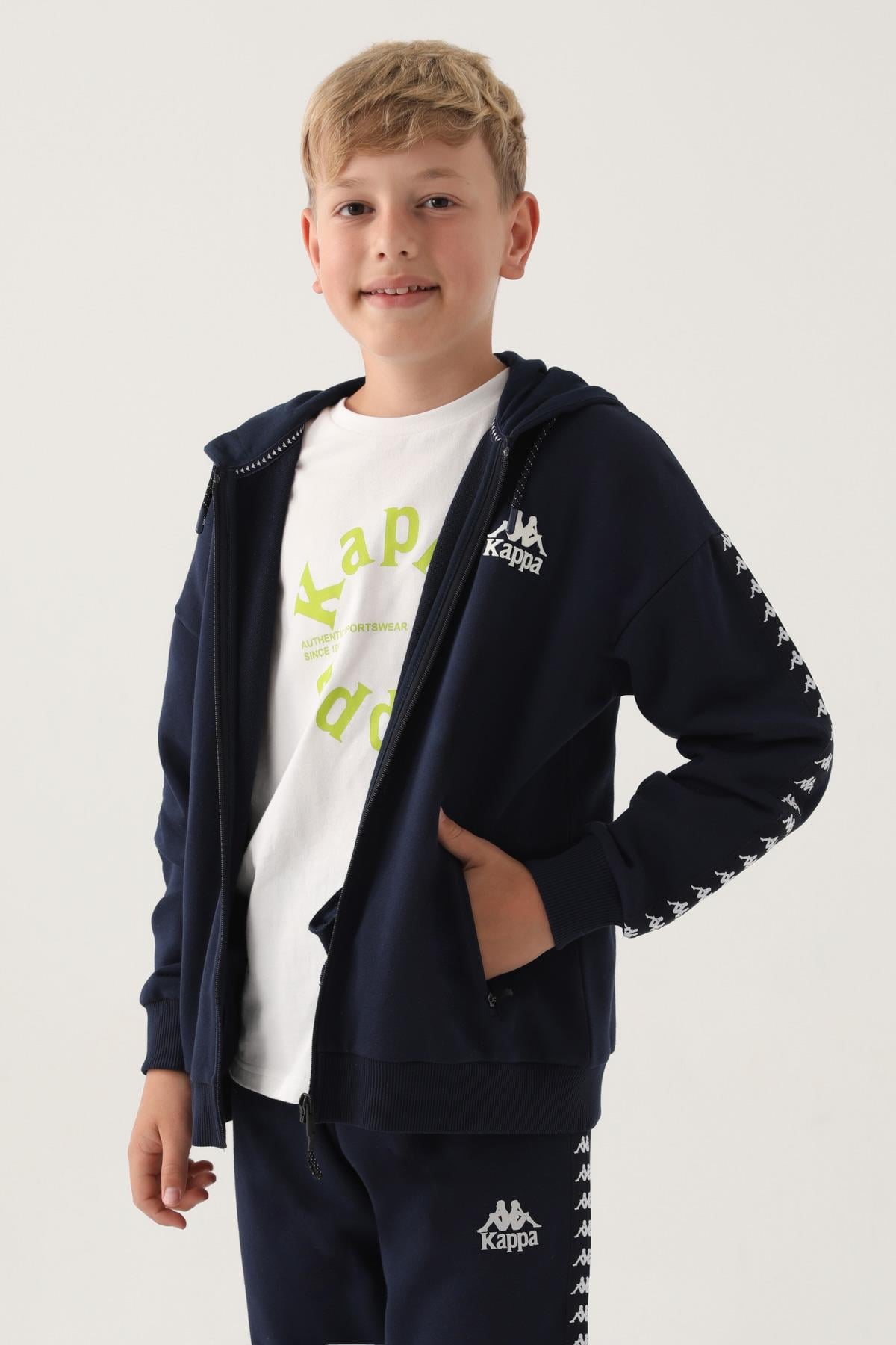 Kappa Erkek Kapşonlu Fermaurları Sweatshirt - Lacivert