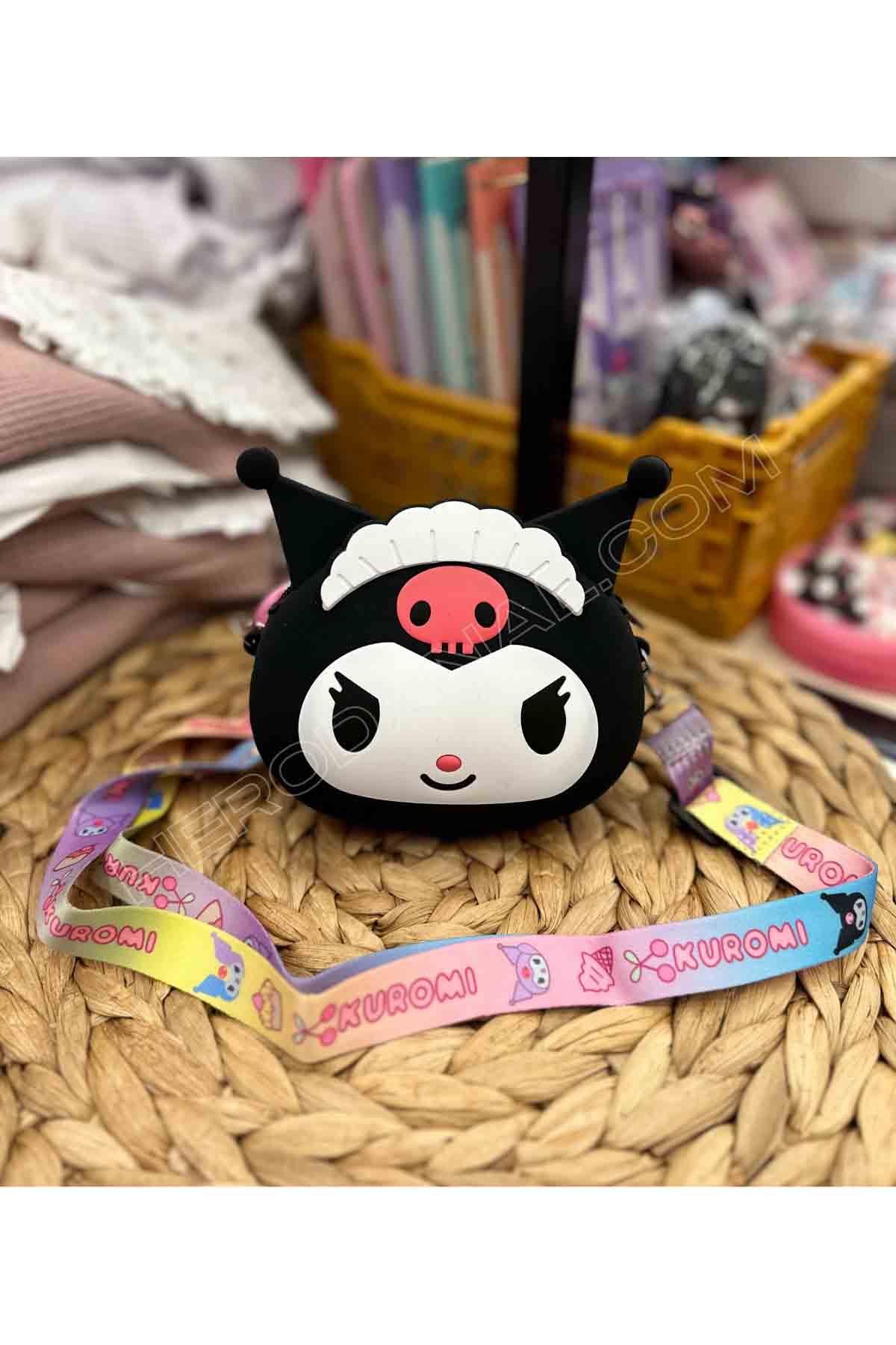 Kuru Kafa Detaylı Kuromi Silikon Çanta - Siyah