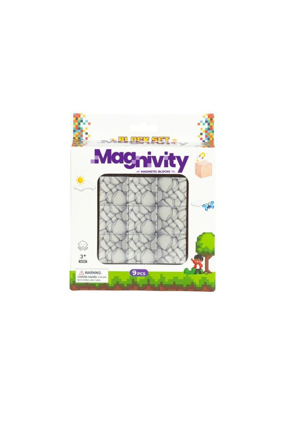 Magnivity - 9 Parça Kaya Desenli Manyetik Bloklar